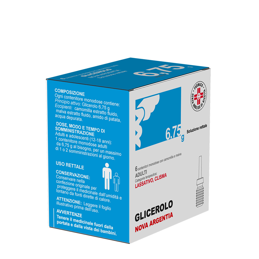 Glicerolo Nova Argentia Adulti 6,75g Soluzione Rettale 6 Monodose con Camomilla e Malva