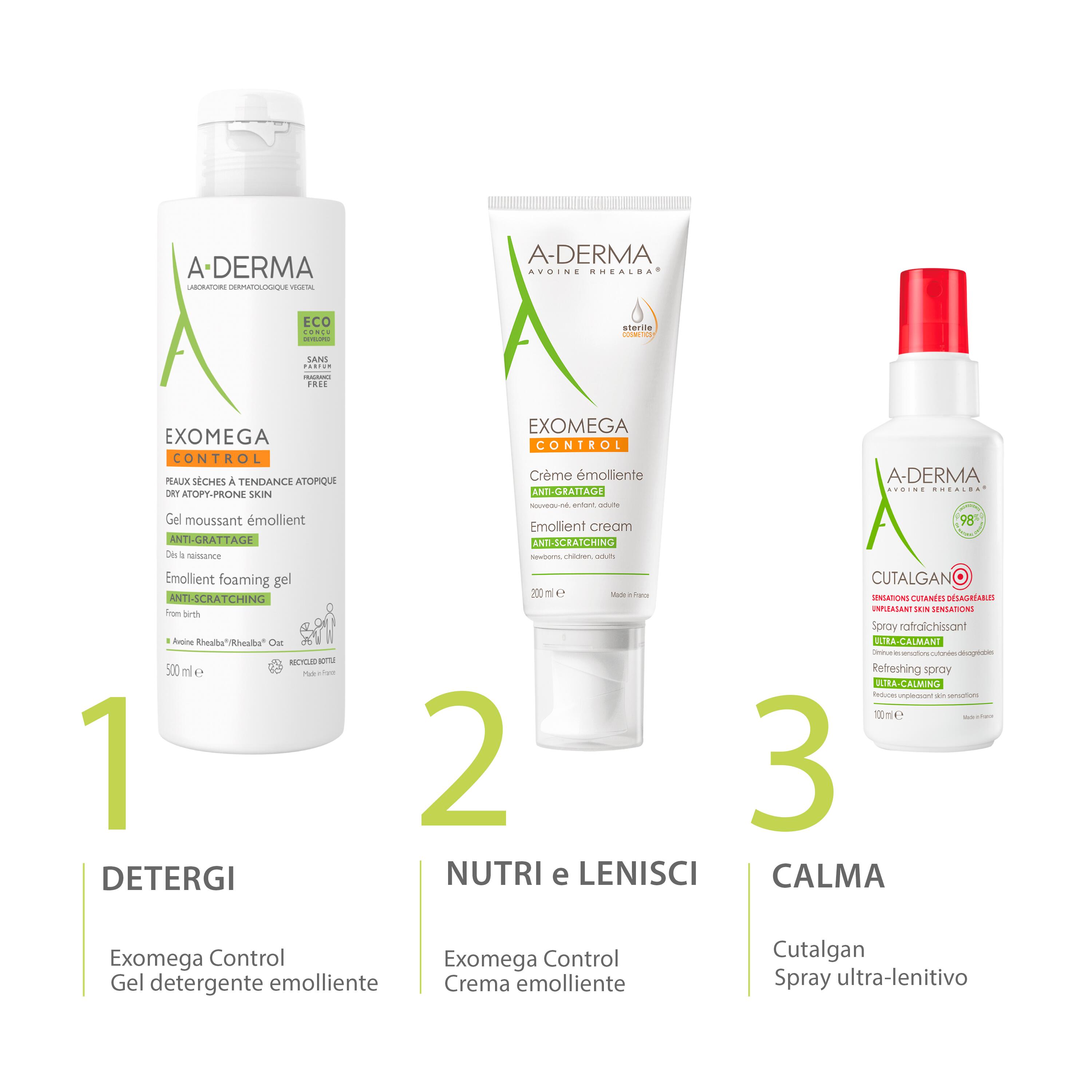 A-Derma Exomega Control - Gel Detergente Emolliente Per Pelle Secca A Tendenza Atopica 500 ml 