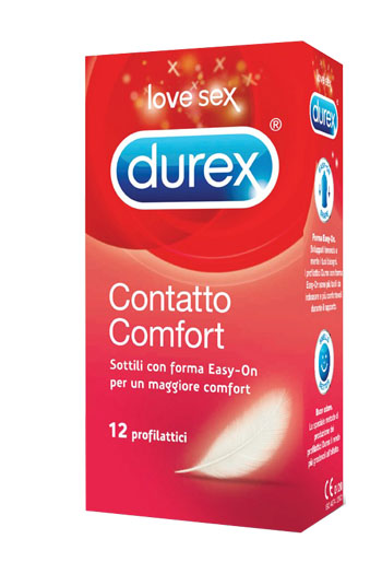 Durex Contatto Comfort Con Tecnologia Easy-On Profilattici 12 Pezzi