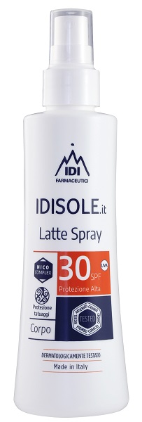 IDISOLE Crema Corpo Protezione Solare spf30 Tatuaggi Latte spray per pelle tatuata 200ml