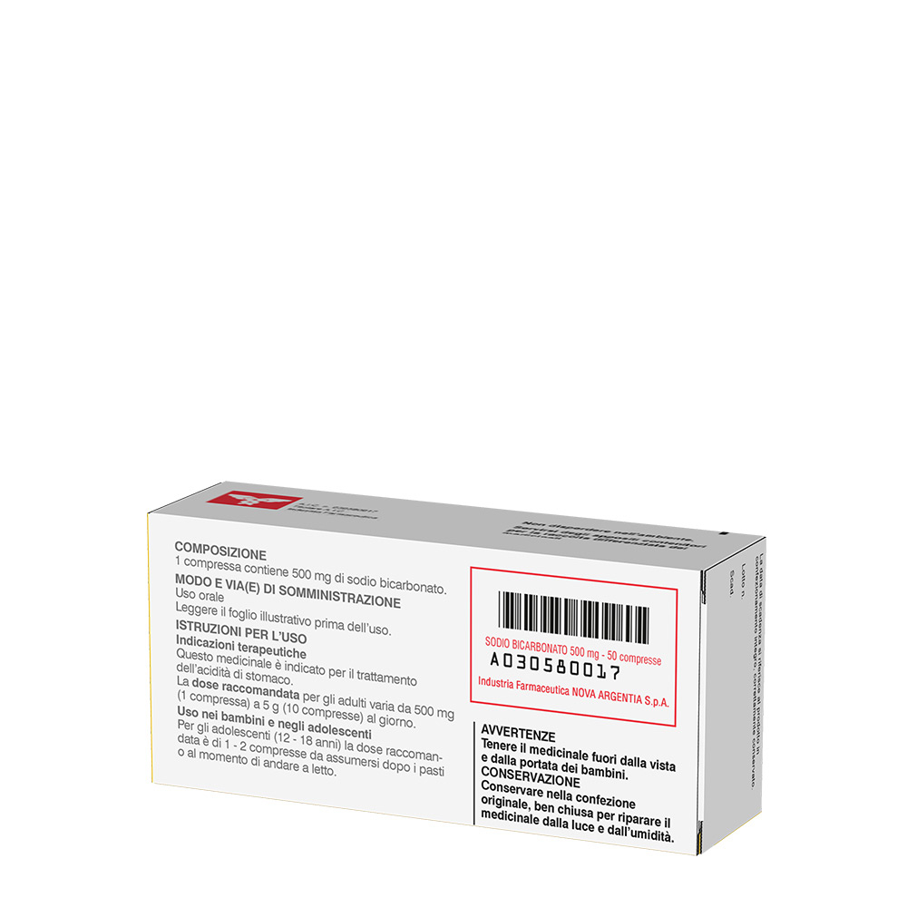 Sodio Bicarbonato Nova Argentia - 50 Compresse - 500 mg