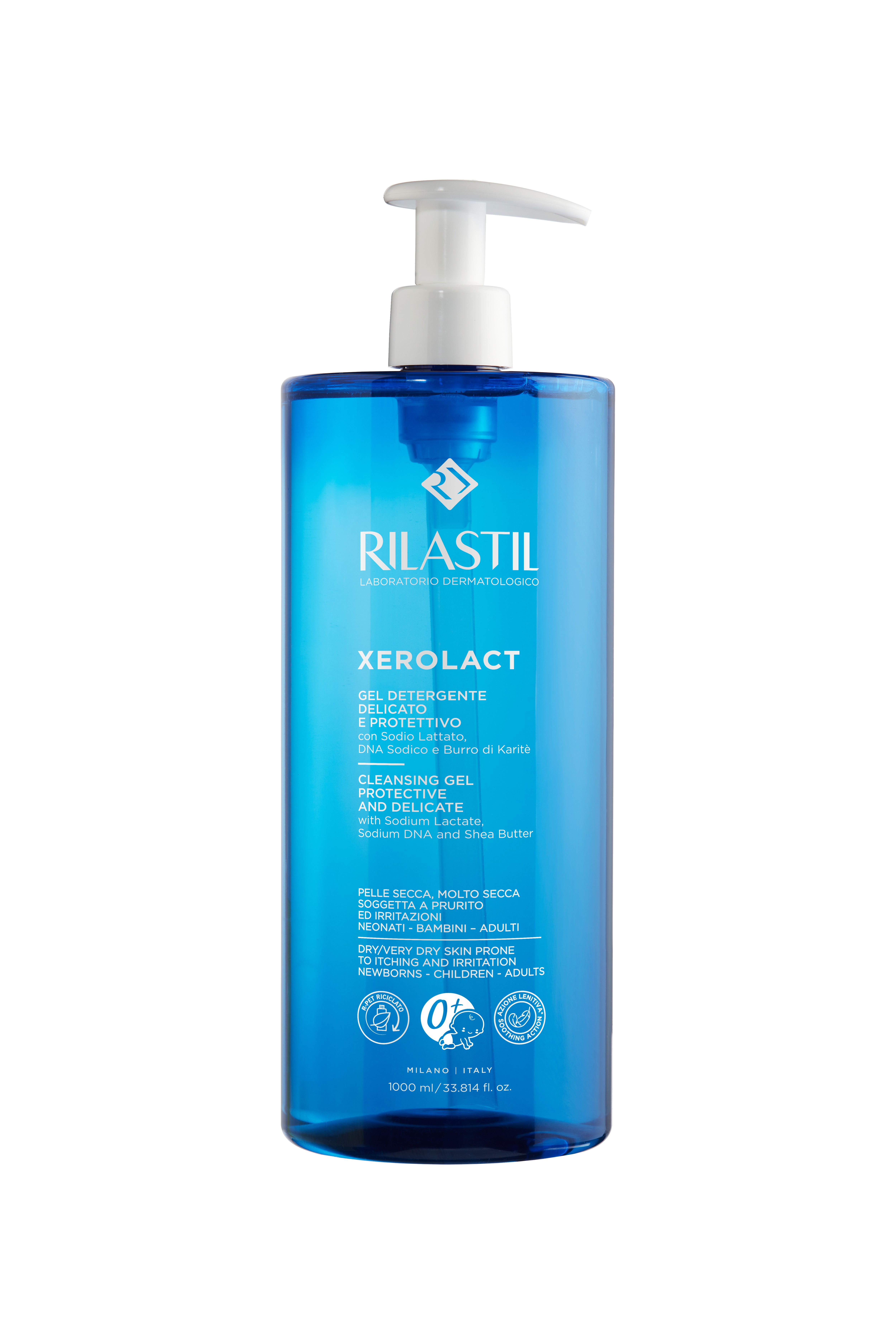 Rilastil Xerolact - Gel Detergente Delicato E Protettivo Per Pelle Secca E Molto Secca 1 Litro
