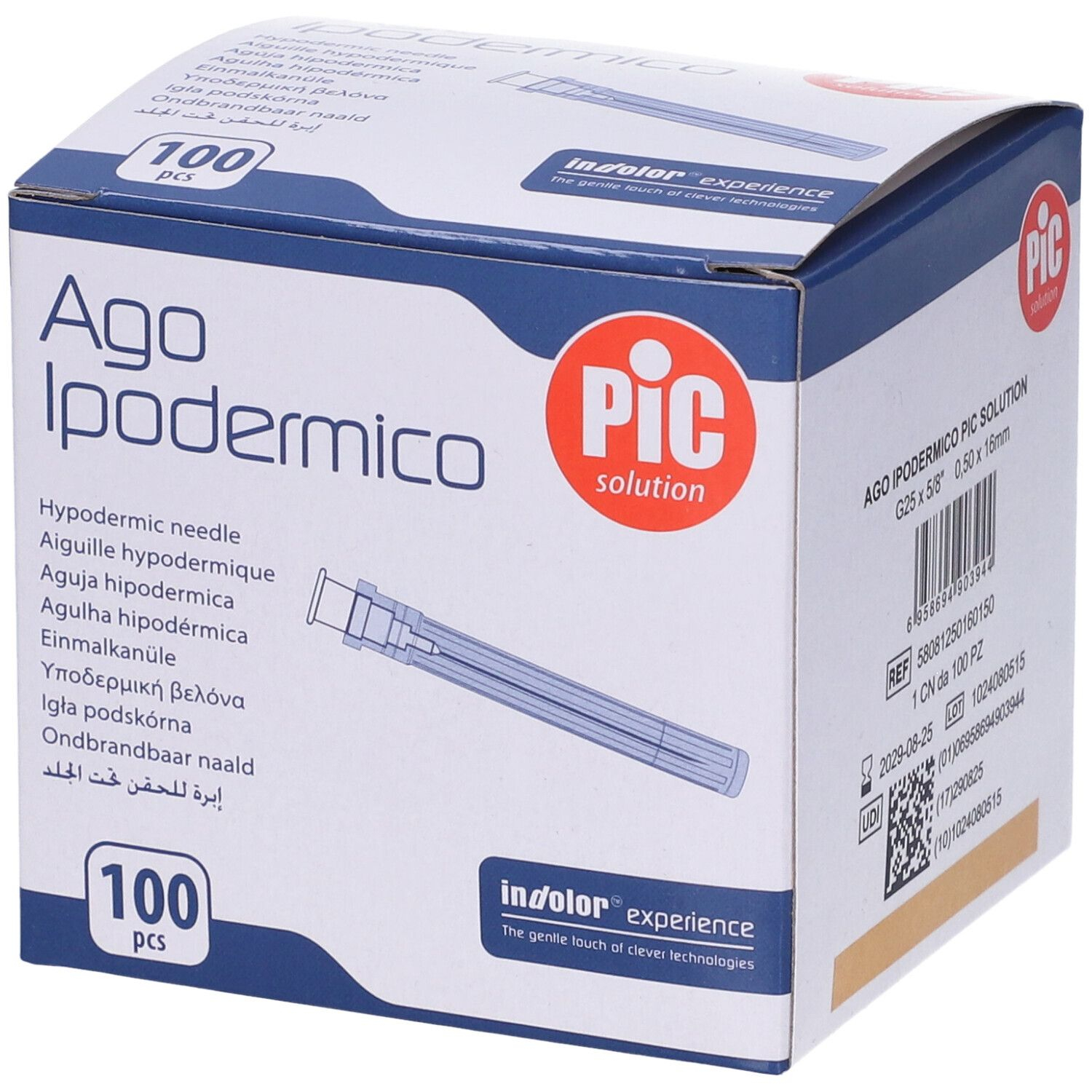 PIC Ago Ipodermico Monouso Gauge 25 5/8 - 100 Pezzi