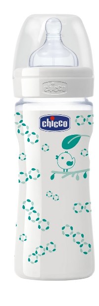 Chicco Biberon Benessere Vetro Con Tettarella In Silicone +0m 240 ml