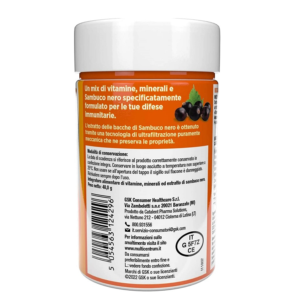 Multicentrum Immuno & Difesa con Sambuco Integratore Alimentare Difese Immunitarie Vitamina C 30 cpr
