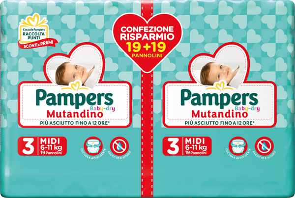 PAMPERS BABY DRY Mutanda Duo Dwct Midi 38pz