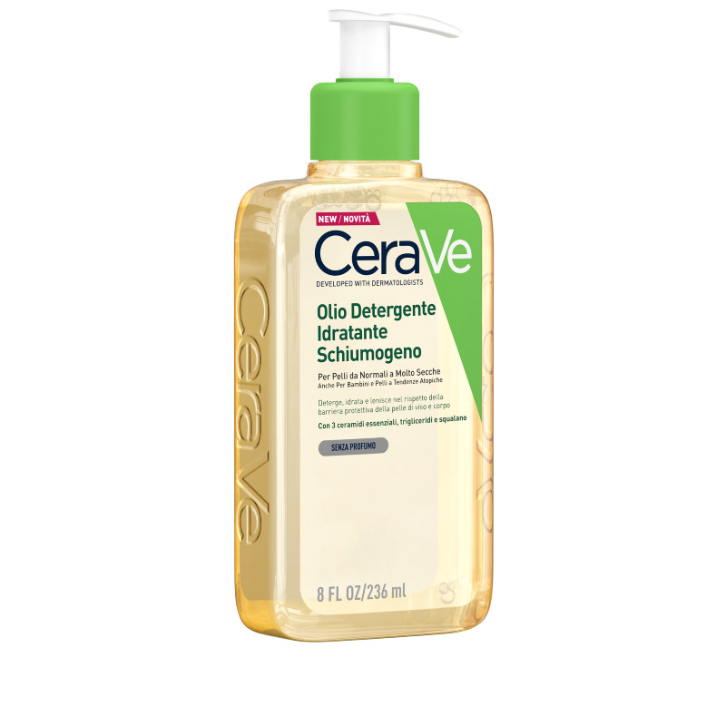 CeraVe Olio detergente idratante  Deterge, idrata e lenisce. Con 3 ceramidi essenziali, trigliceridi e squalene da olio di origine vegetale 236 ml