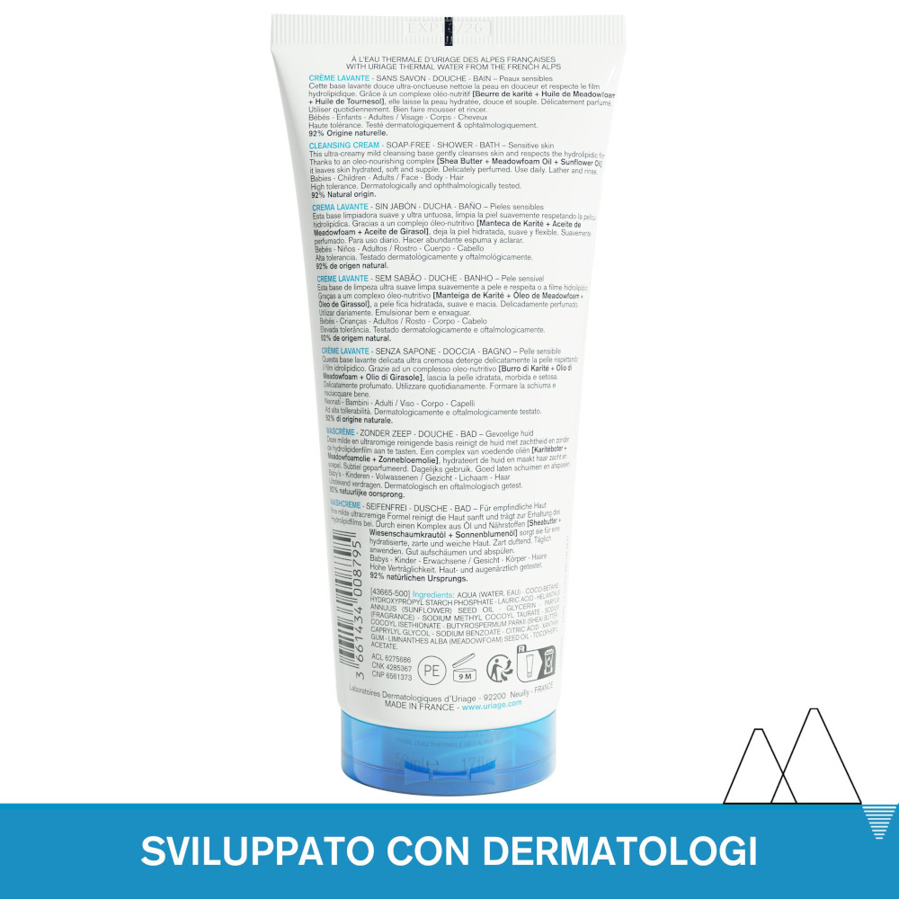 URIAGE CREME LAVANTE T - Detergente idratante per uso quotidiano 2 in 1 per corpo e capelli 200ML