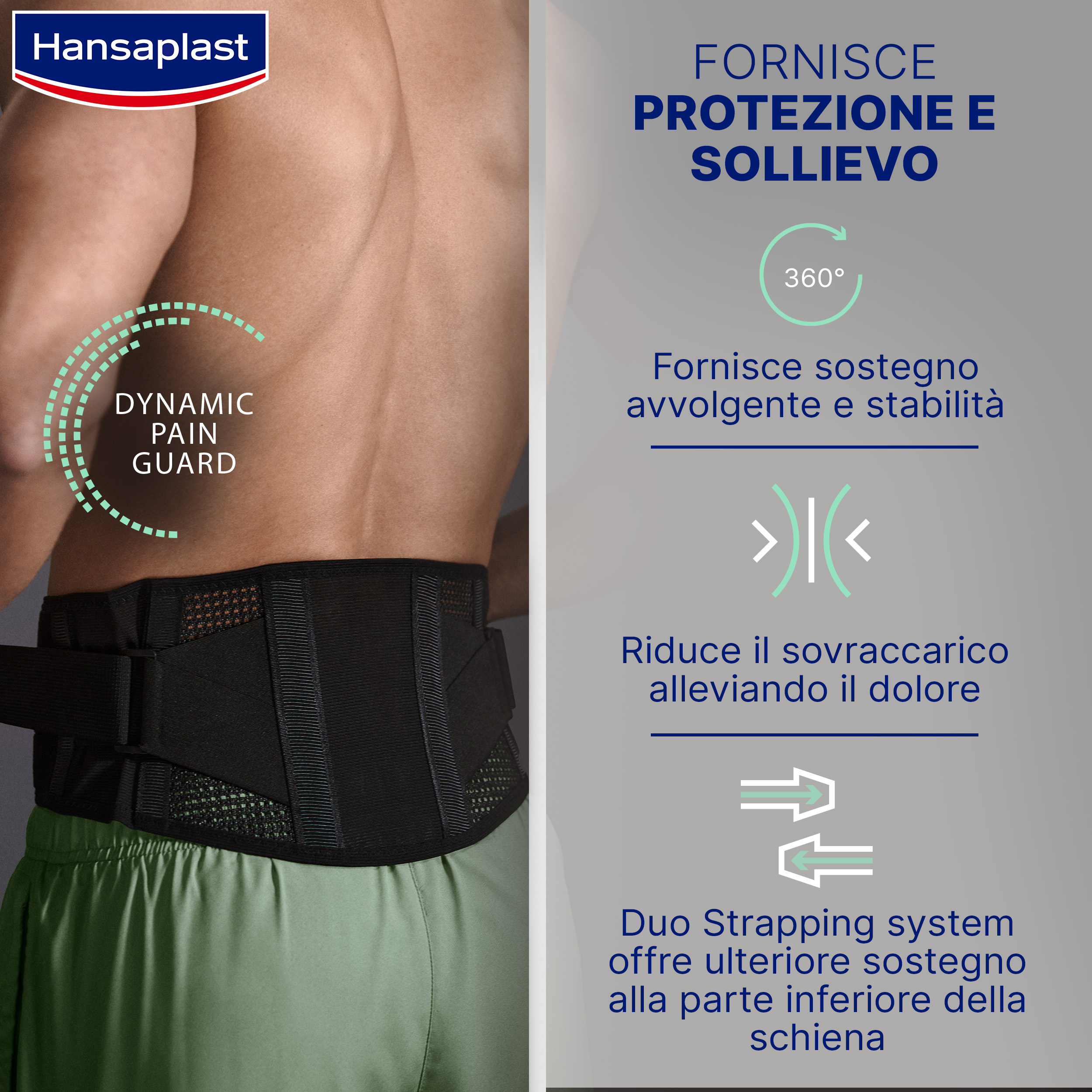 Hansaplast Sport Supporto Schiena, Fascia lombare supporto schiena protettiva, 1 pezzo