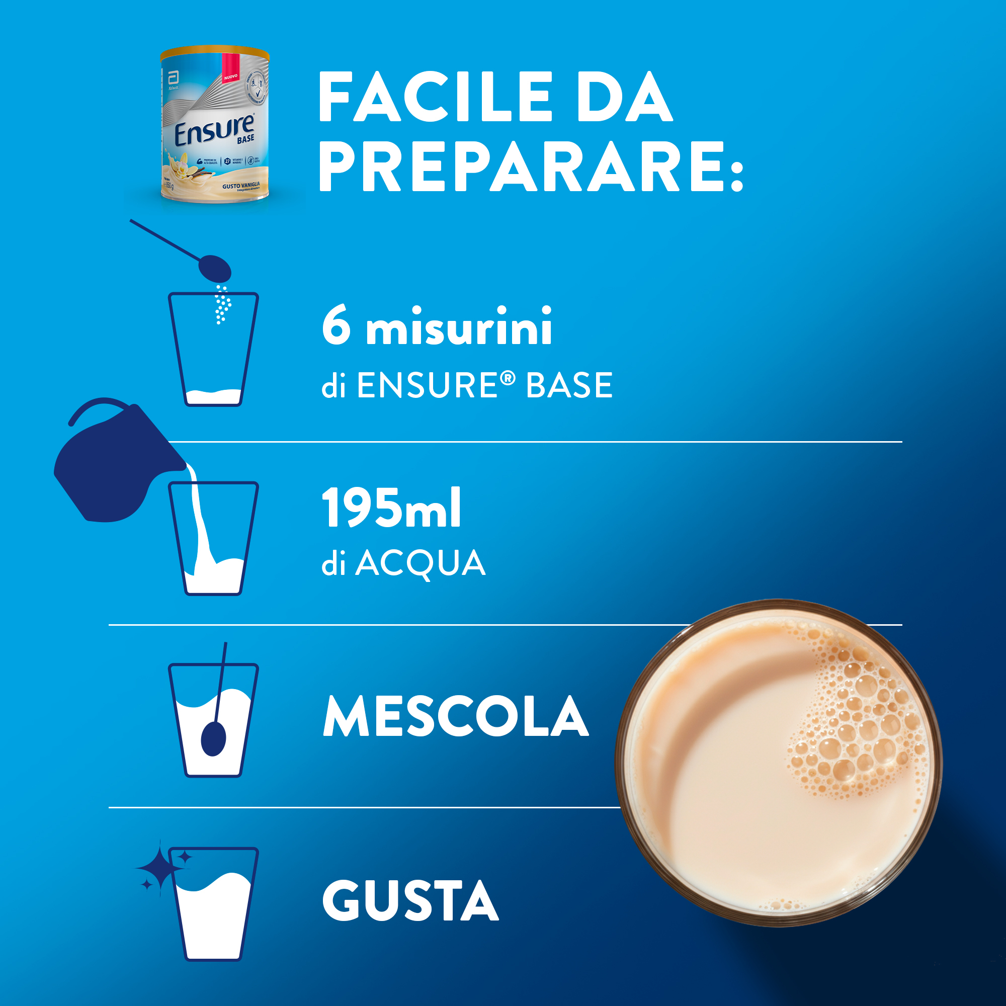 ABBOTT ENSURE BASE: Integratore alimentare che aiuta a sostenere le difese immunitarie e a contrastare stanchezza e affaticamento  - GUSTO VANIGLIA 850 gr 
