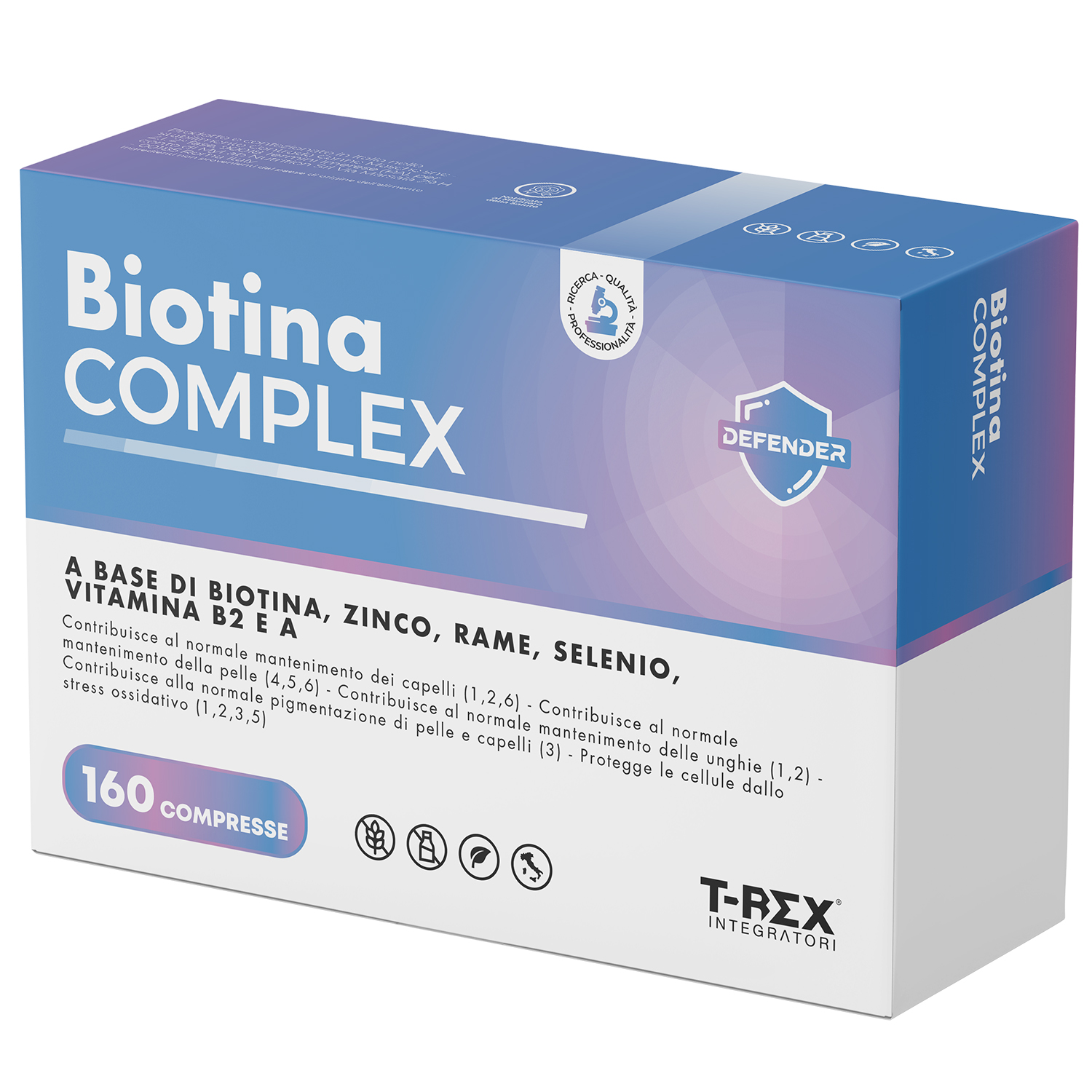 T-Rex Integratori Biotina Complex 120 Compresse - Integratori Per Pelle, Capelli E Unghie