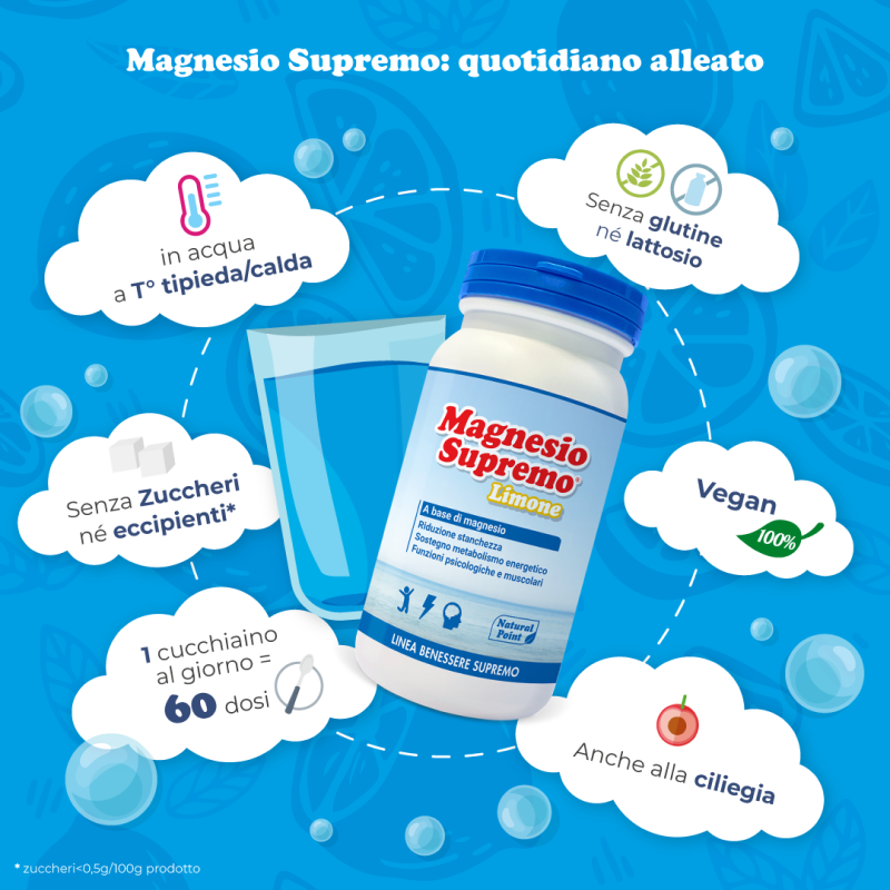 Magnesio Supremo Lemon - Integratore per stanchezza e stress - 150 g