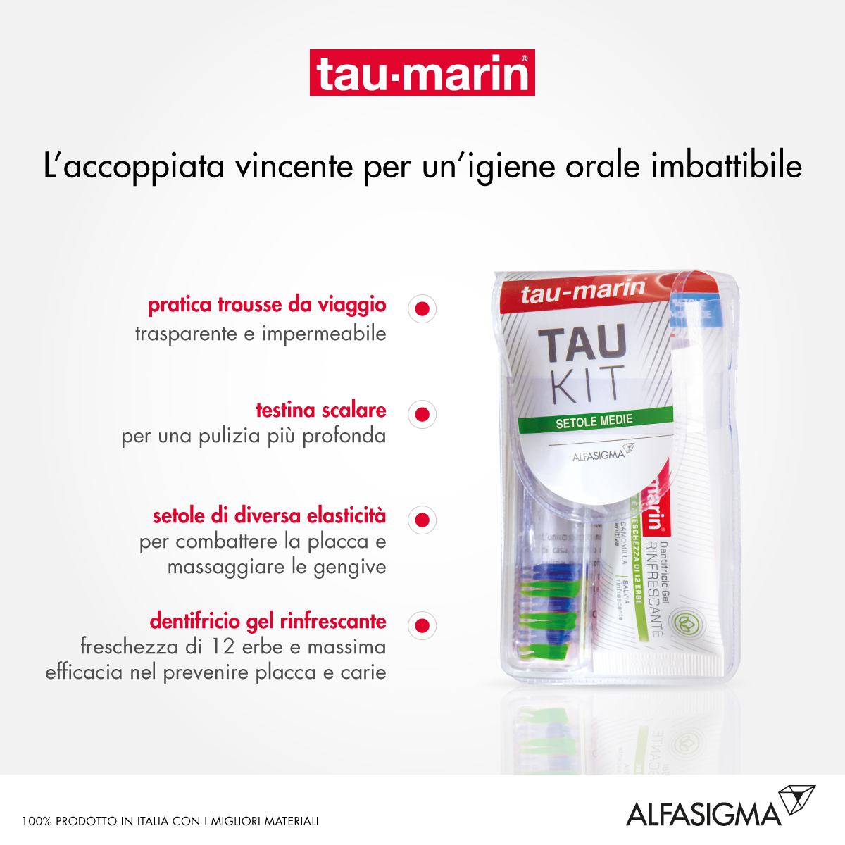 Tau-Marin Kit Da Viaggio Spazzolino Medio Componibile + Dentifricio 20 ml