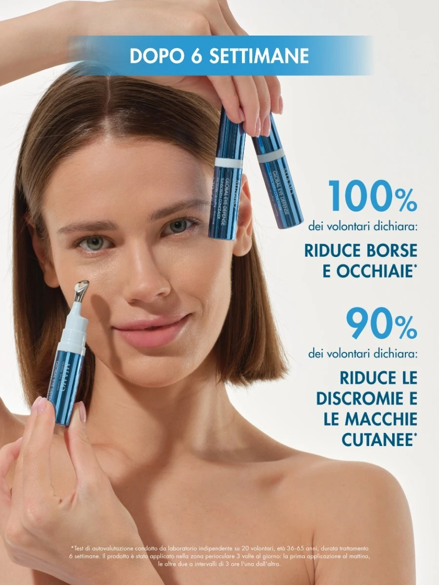 Miamo Global Eye Defence Sunscreen Concealer Correttore Contorno Occhi Anti-Rughe Anti-Borse Illuminante SPF 30 Colore APRICOAT, 7.5ml