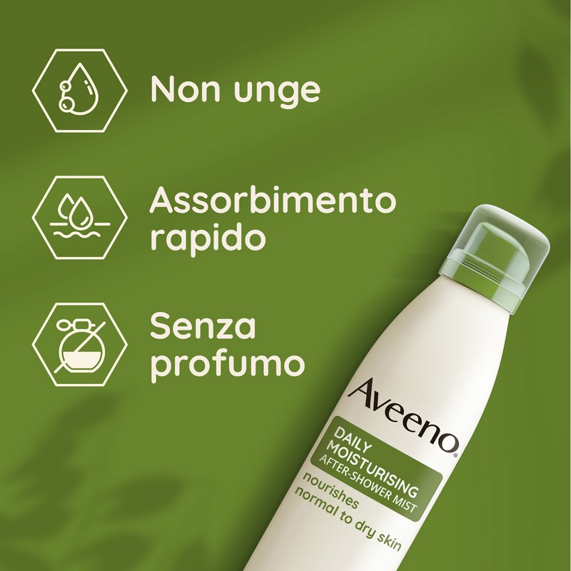 Aveeno Spray Idratante Corpo Dopo Doccia all'Avena per Proteggere e Nutrire la Pelle Secca, ad Assorbimento Rapido