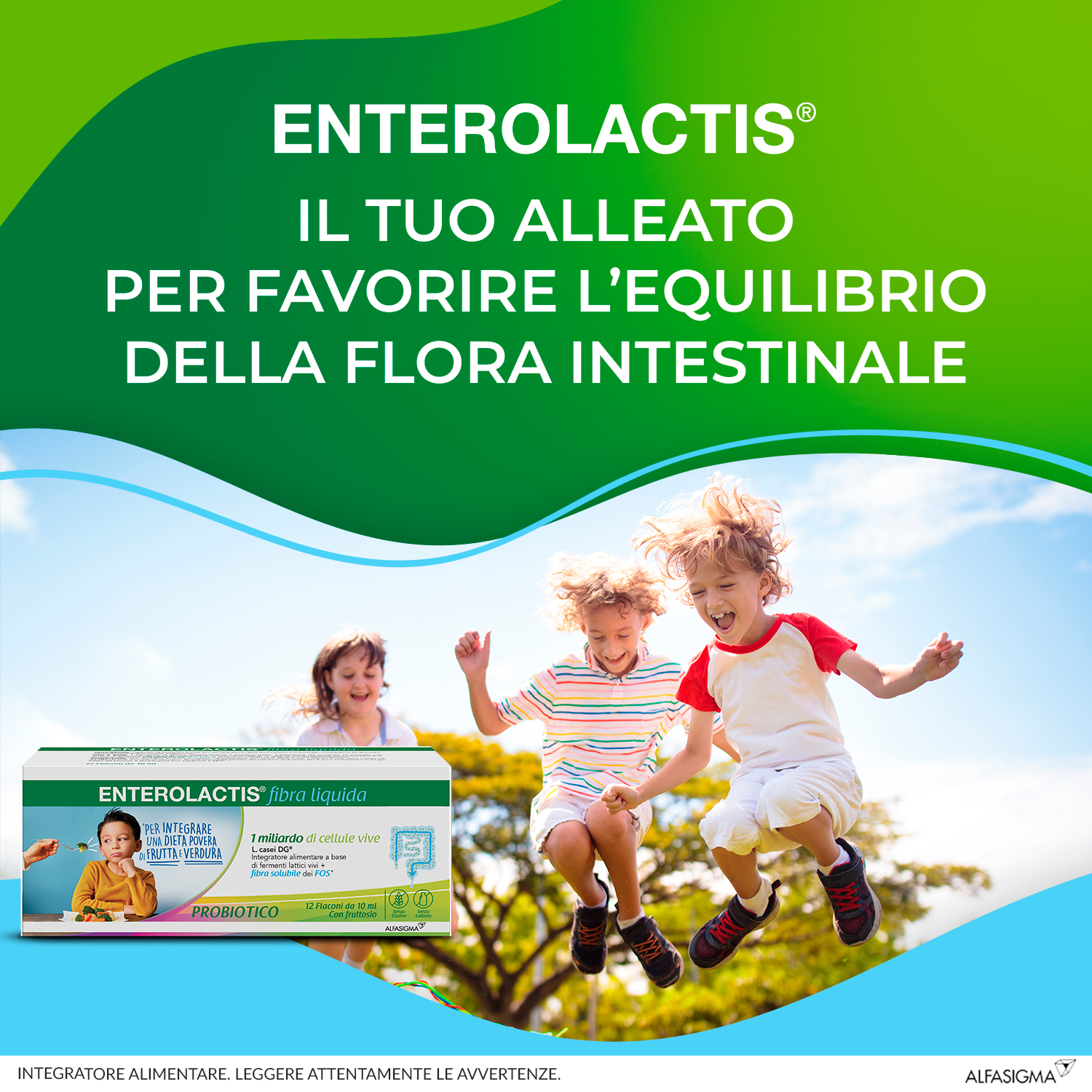 Enterolactis Fibra Liquida, Integratore Alimentare con Fermenti lattici, probiotici, Fibra solubile FOS, Fruttoligosaccaridi, 1 Miliardo Cellule Vive, Senza Glutine e Lattosio, 12 Flaconcini Gusto Limone