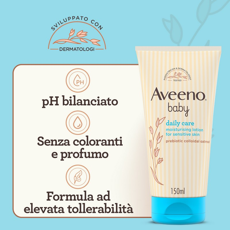 Aveeno Baby Daily Care Crema Idratante 150 ml, Crema bambini e neonati con Avena Colloidale