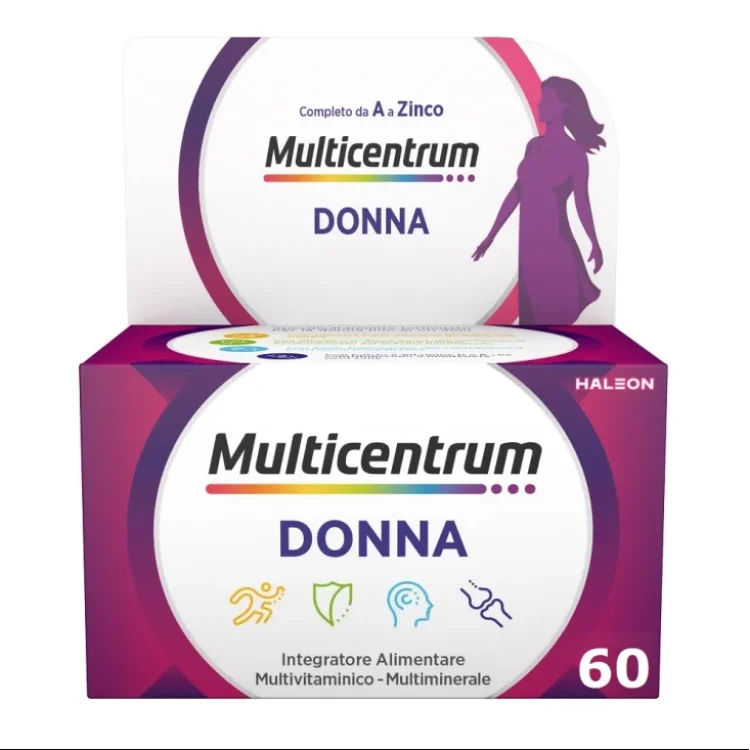 Multicentrum Donna Integratore Alimentare Multivitaminico Vitamina D Calcio Ferro Acido Folico 60Cpr