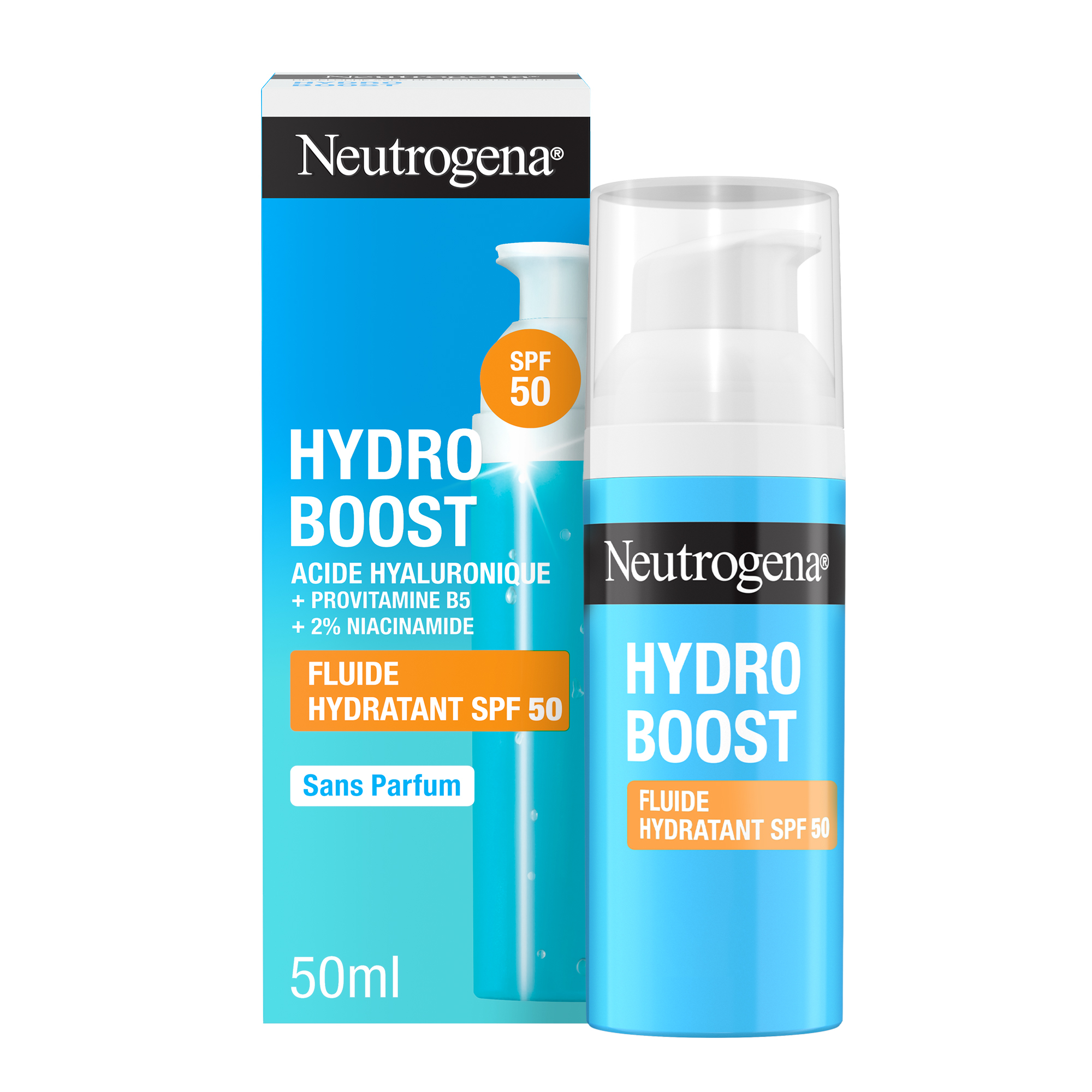Neutrogena Hydro Boost Fluido Idratante SPF 50 50 ml, Crema solare viso 50 contro i raggi UVA/UVB