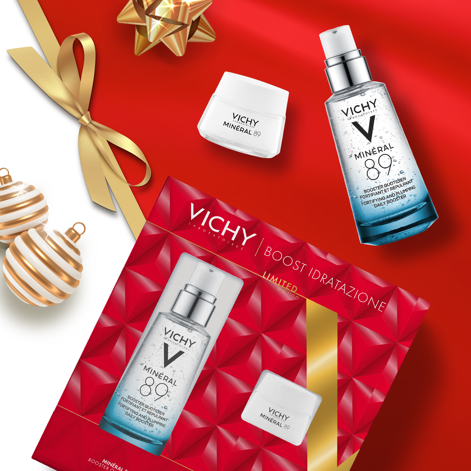 Vichy Cofanetto Regalo per un'Idratazione Intensa con Minéral 89 Booster Siero 50 ml + Minéral 89 Crema 15 ml