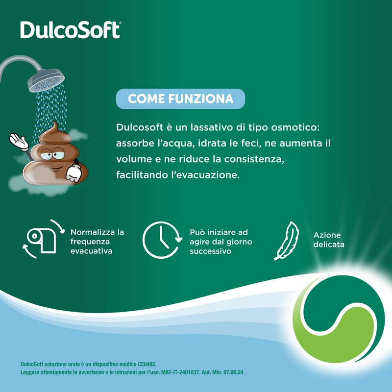 Dulcosoft Dispositivo Medico, Soluzione Orale Liquida, Flacone da 250 ml Lassativo, Stitichezza, Sollievo, Senza Glutine, Senza Zucchero, Adulti, Bambini 
