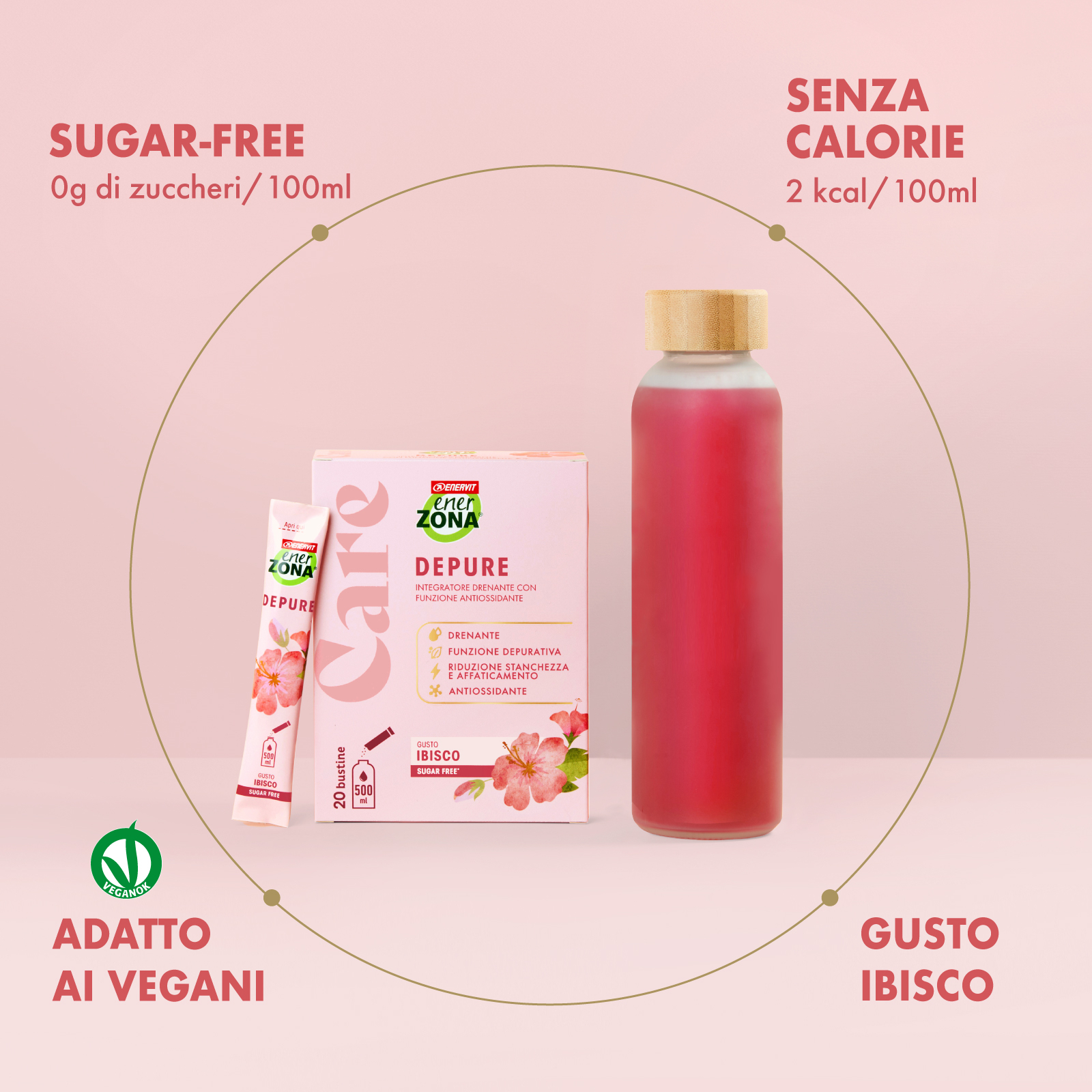 ENERZONA CARE DEPURE per il drenaggio dei liquidi, ad azione antiossidante e depurativa - 20 BUSTINE