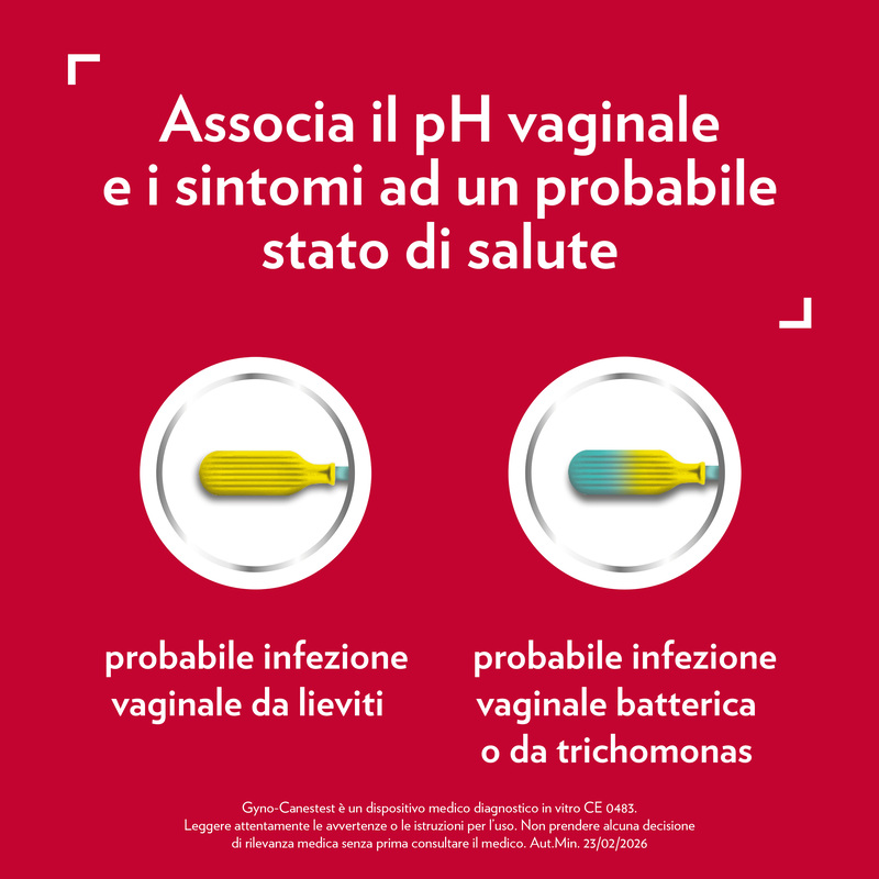 Gyno-Canestest Autotest Vaginale Per Diagnosticare le Infezioni Vaginali comuni,  Risultati disponibili in pochi secondi, 1 Tampone per Autodiagnosi