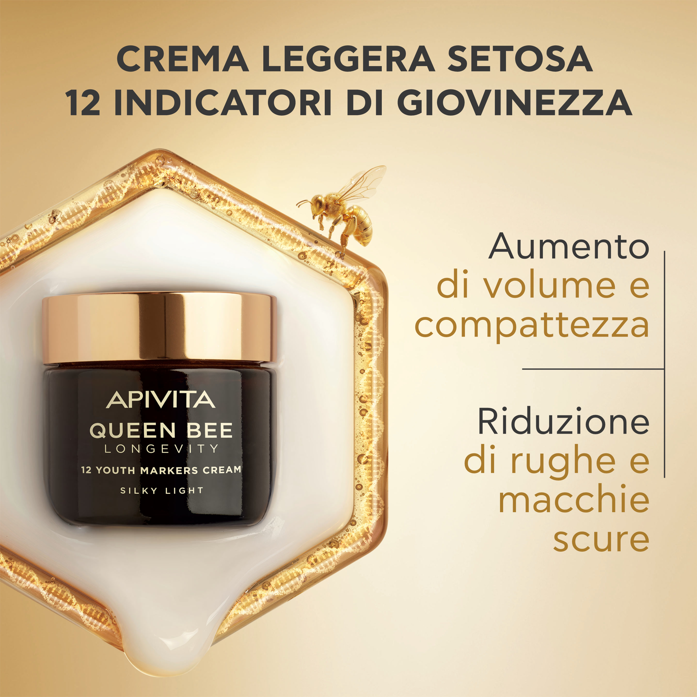Apivita Queen Bee Longevity - Crema Leggera Setosa 12 Indicatori Di Giovinezza 50 ml