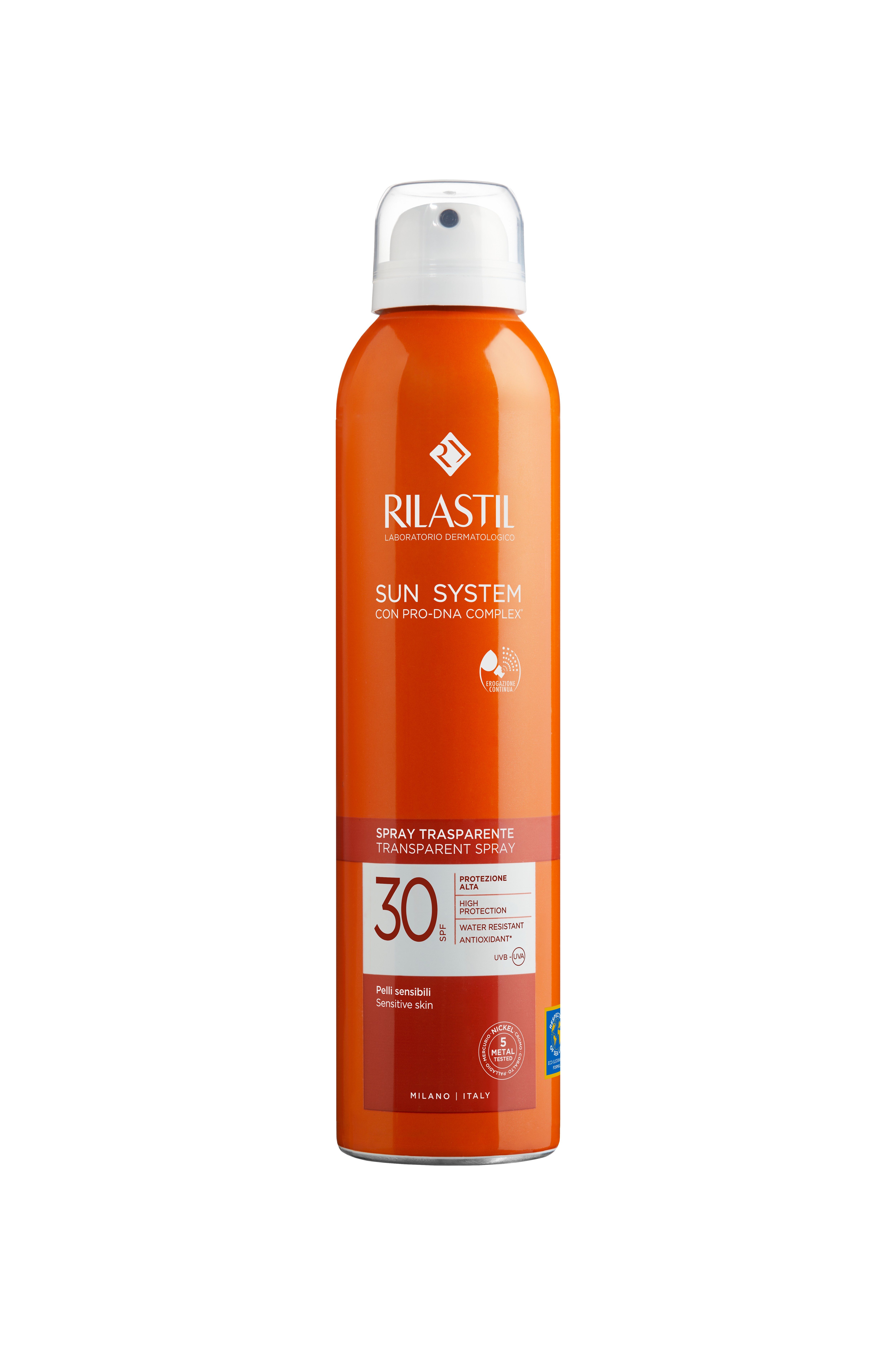 Rilastil Sun System - Spray Solare Trasparente Corpo SPF30 Per Pelli Sensibili 200 ml