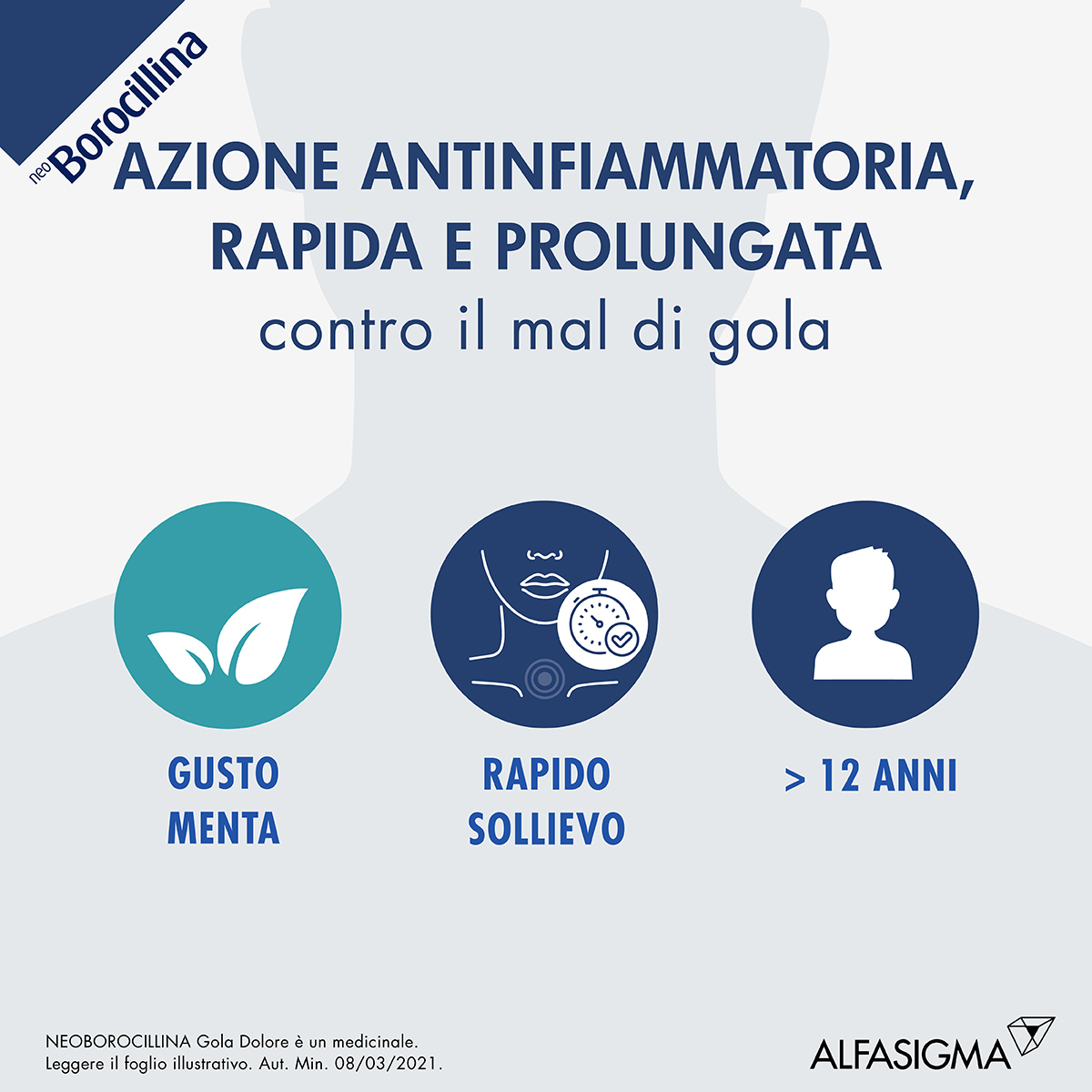 NeoBorocillina Gola Dolore 8,75mg Menta Senza Zucchero 32 Pastiglie