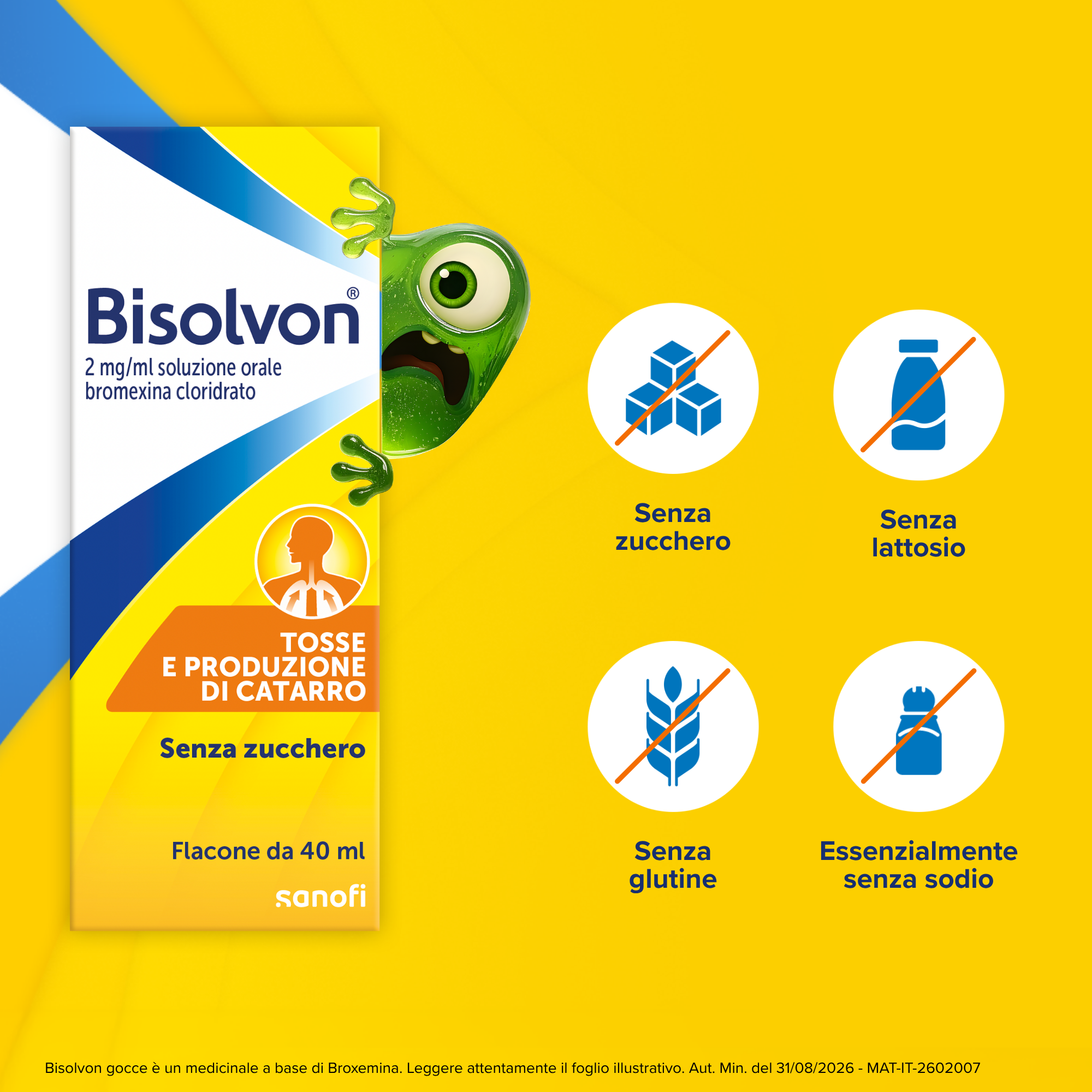 Bisolvon 2 mg/ml Soluzione Orale - Mucolitico Per Catarro E Tosse Grassa Gocce 40 ml