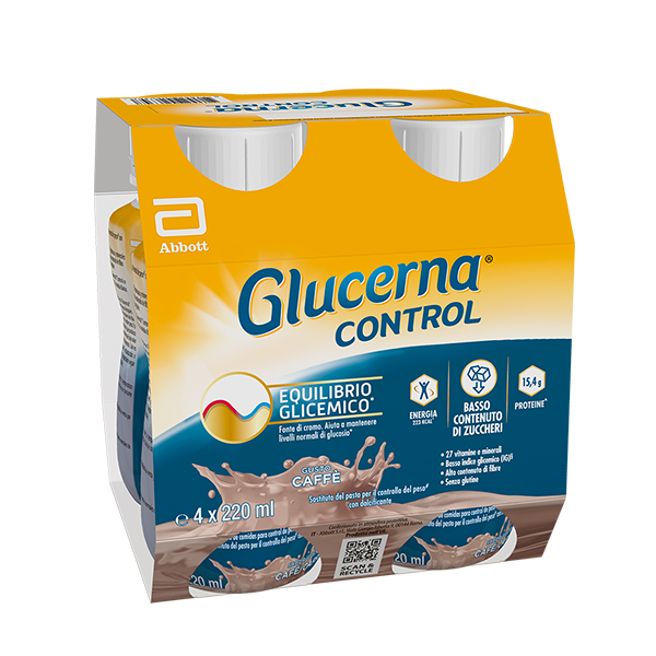 Glucerna Control, equilibrio glicemico, pasto sostitutivo per il controllo del peso, drink gusto caffè - 4x200ml