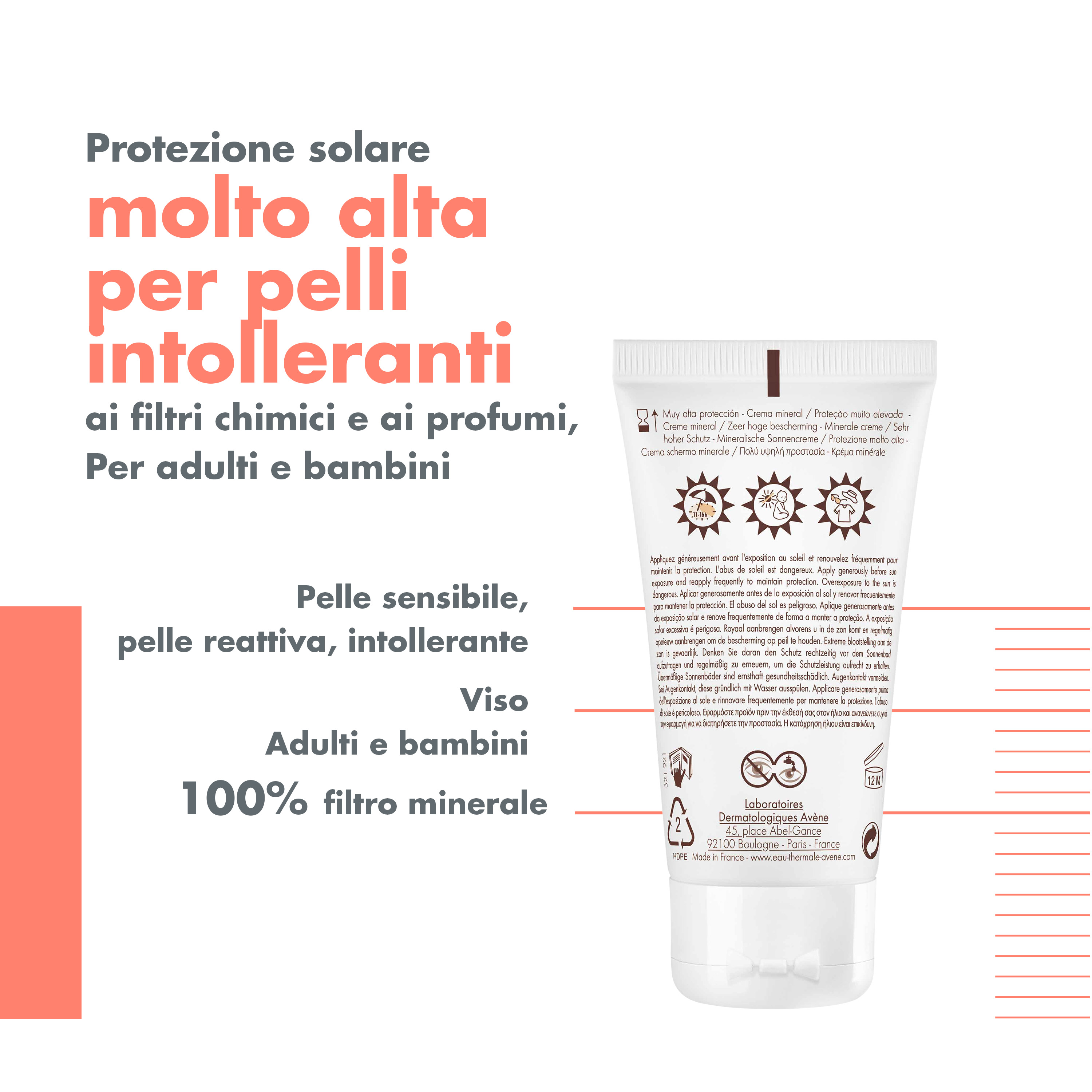 Avène Crema Solare Viso Schermo Minerale SPF 50+ 50mL