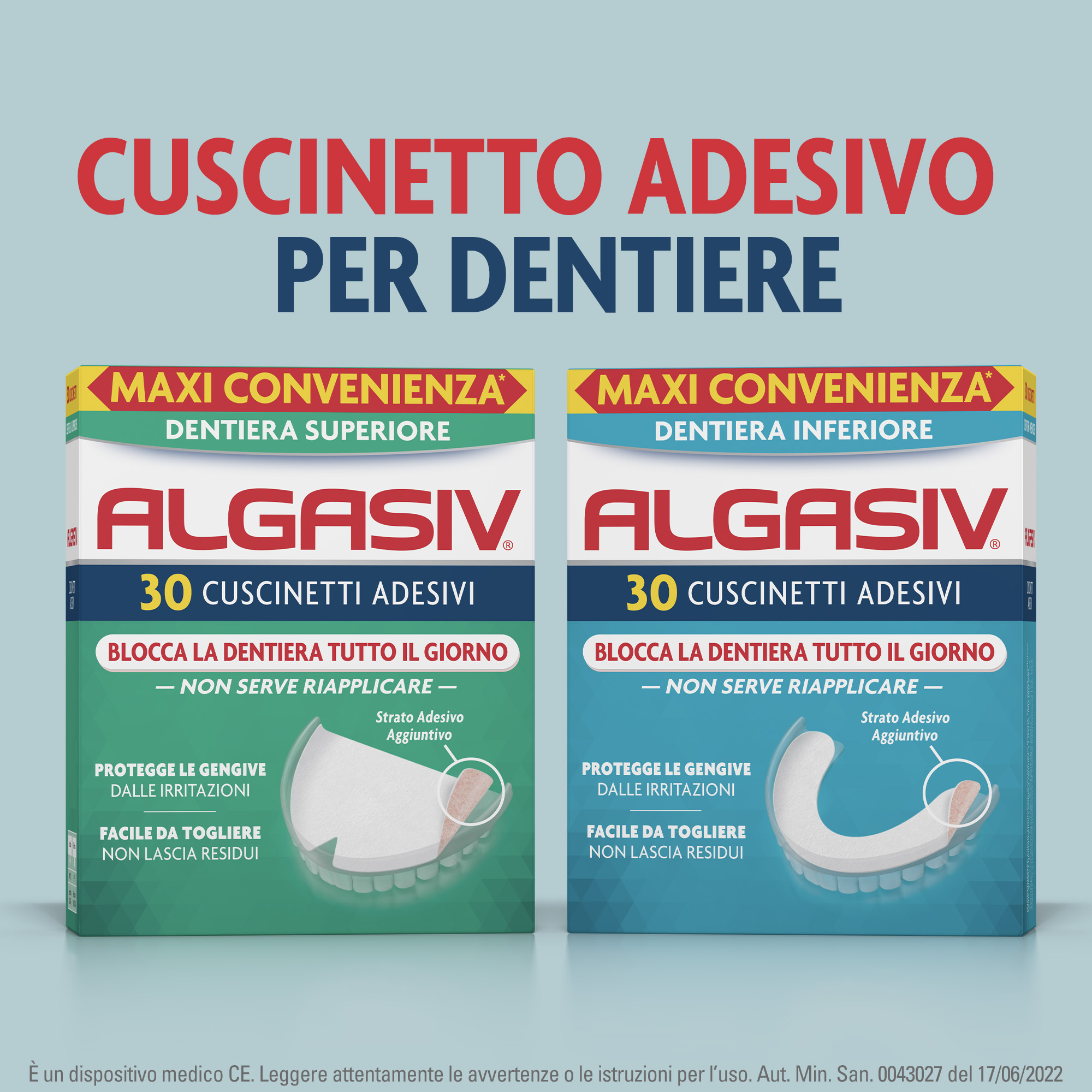 Algasiv Adesivo per Protesi Superiore 15 pezzi