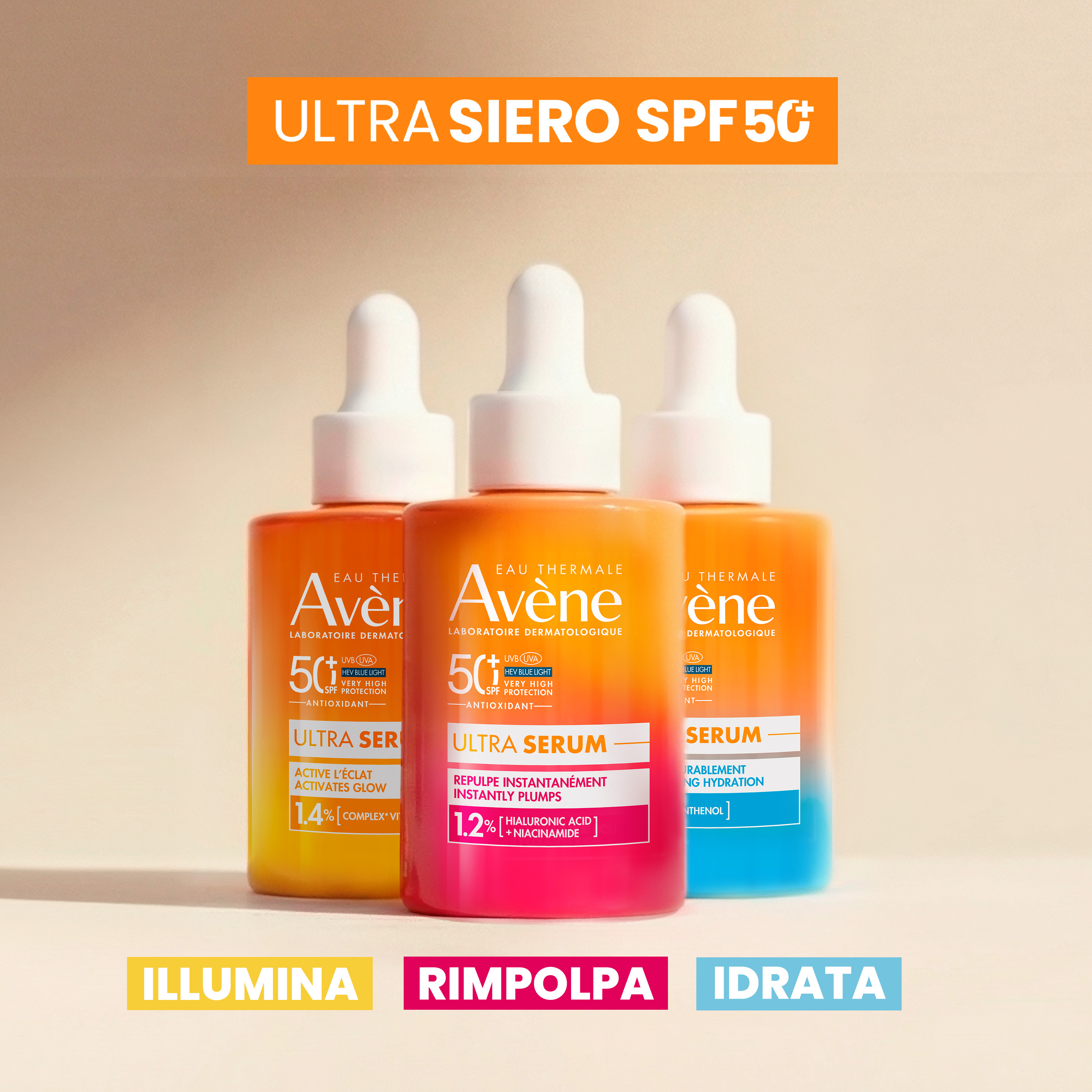 Avène Eau Thermale Ultra Siero SPF50+ Illuminante - Protezione Solare Molto Alta Viso 30 ml