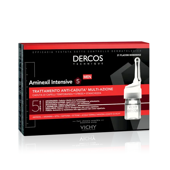 Vichy Dercos Aminexil Intensive 5 - trattamento anticaduta per uomo 21 fiale 21 x 6 ml