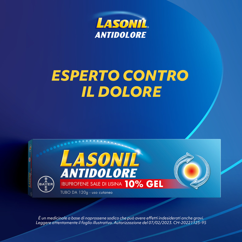 Lasonil Antidolore Gel antidolorifico antinfiammatorio per il trattamento di Mal di Schiena, Dolori Muscolari e Articolari, Tubo da 120gr