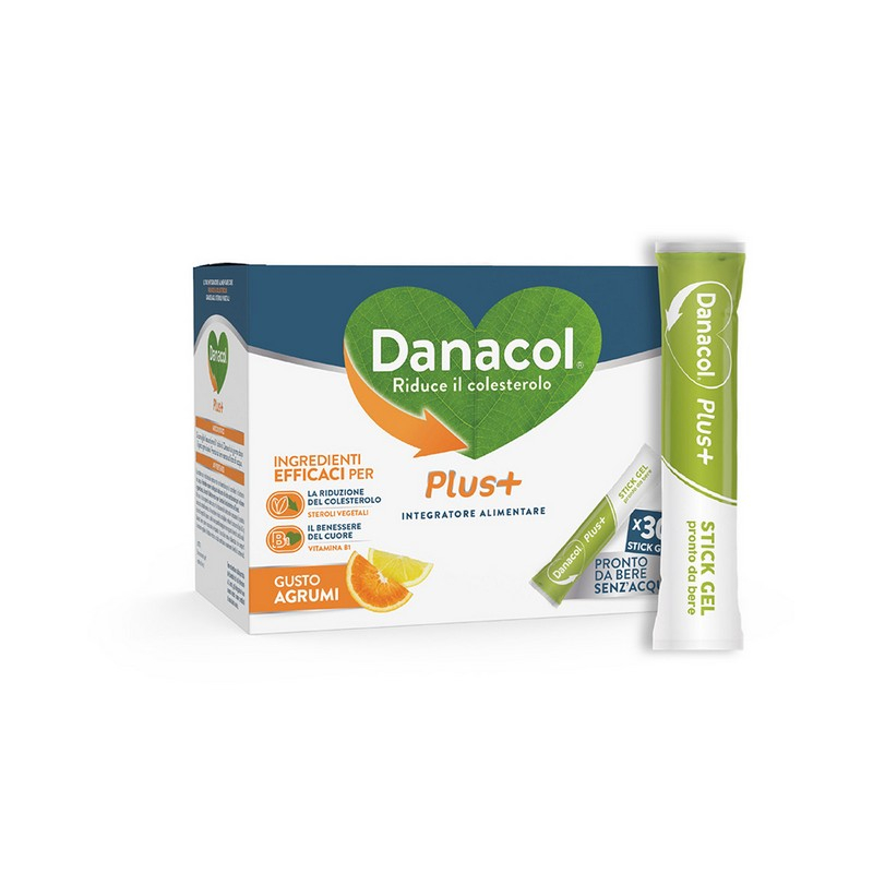 DANACOL Plus+ : Integratore alimentare per la riduzione del colesterolo - 30 StickGel 