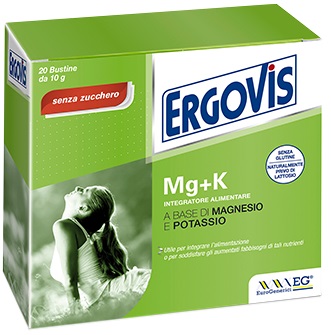 Ergovis Mg+K Senza Zuccheri Integratore di Magnesio e Potassio 20 Bustine 
