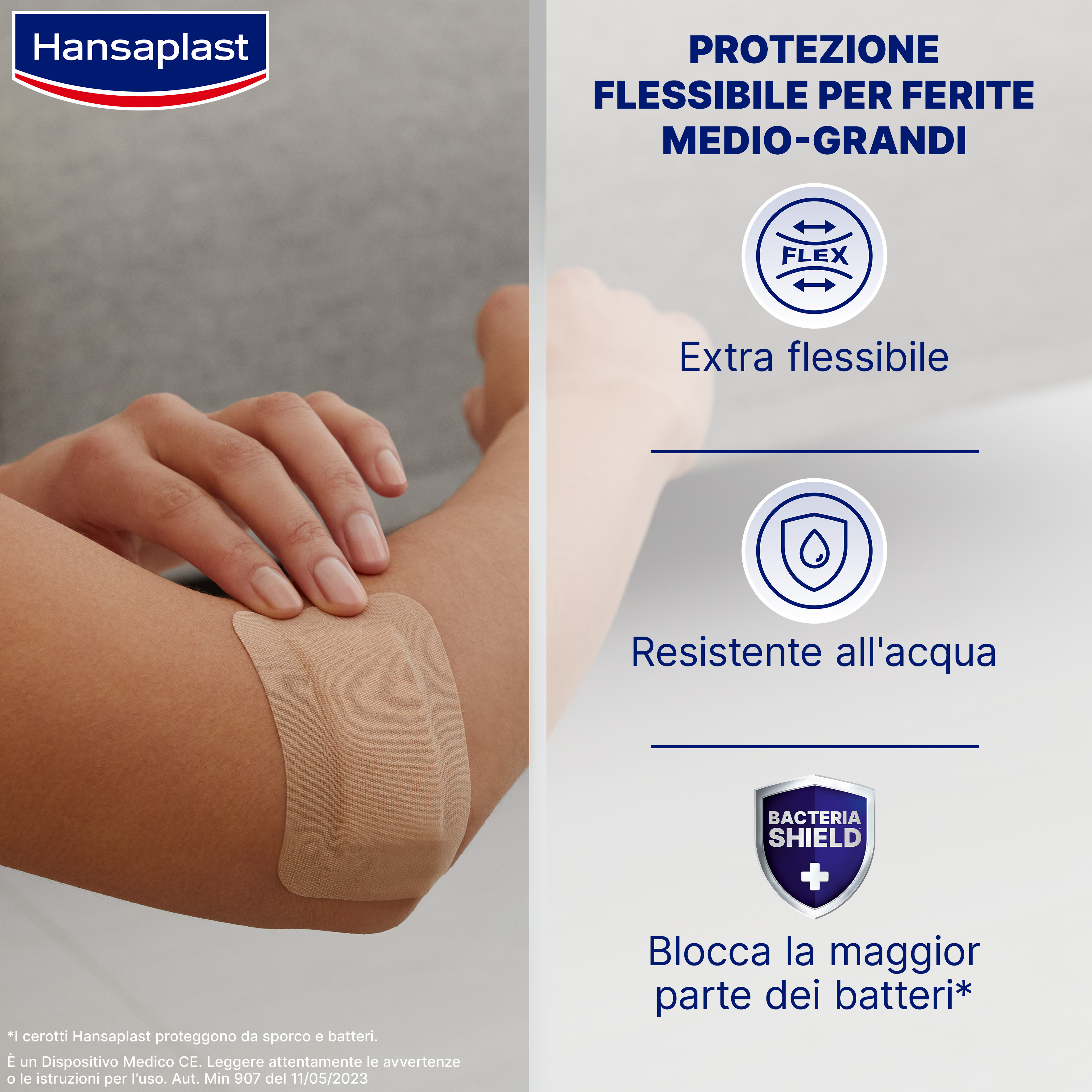 Hansaplast Cerotti Flexible XXL, Cerotti medicazione elastici per articolazioni, 5 pezzi da 6 x 9 cm