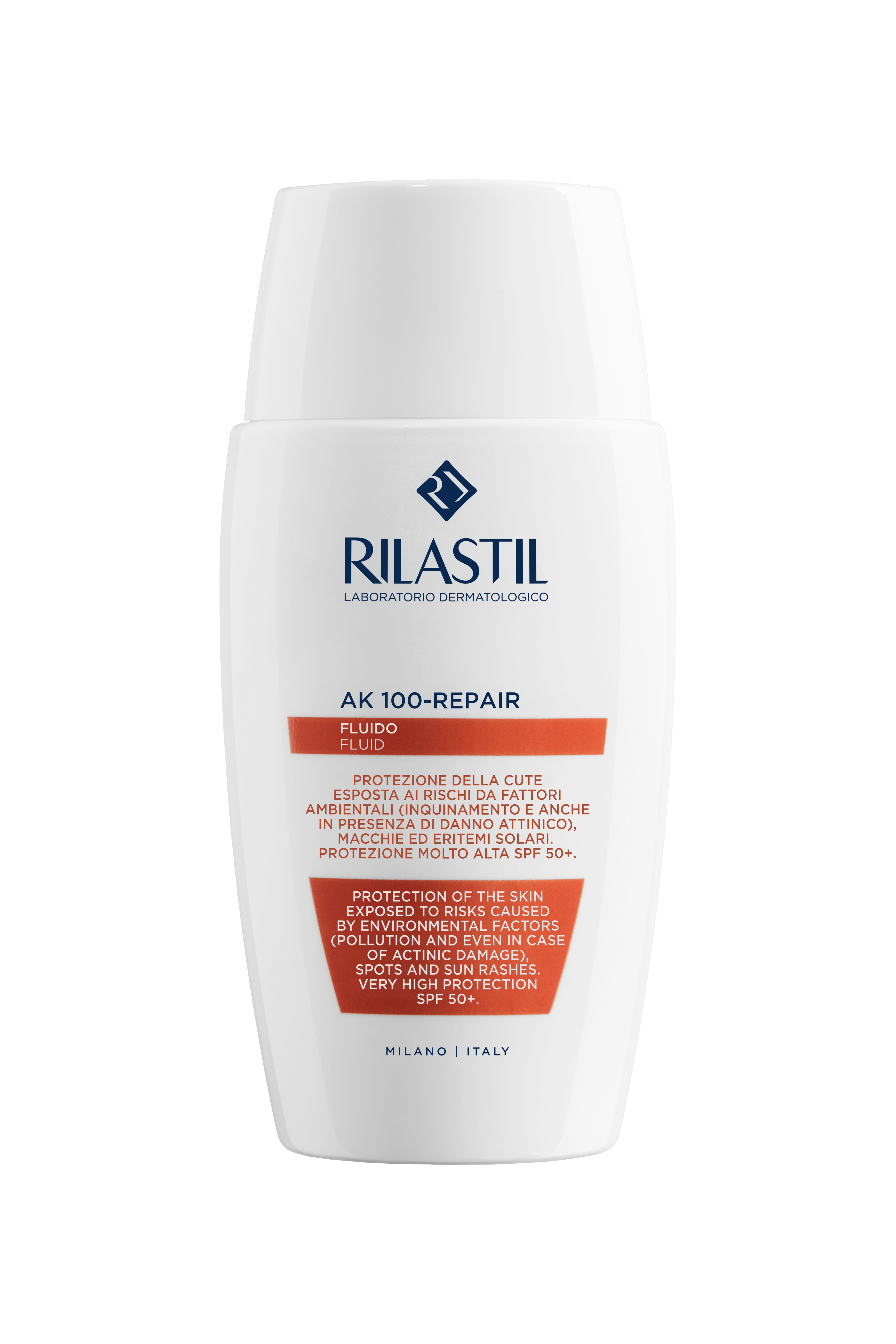 Rilastil AK 100-Repair - Fluido Solare SPF50 Viso Per Macchie Ed Eritemi Solari 50 ml