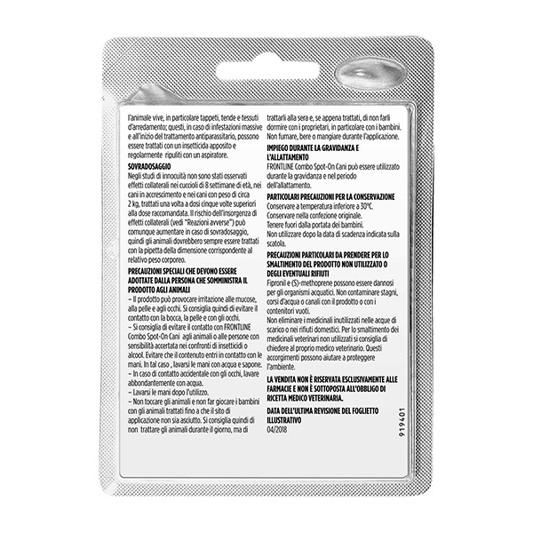 Frontline Combo Cani x1 Pipetta, Antiparassitario per Cani Piccoli e Cuccioli (2-10Kg) Contro Pulci, Zecche, Uova e Larve