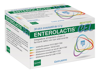 Enterolactis Cel, Integratore con Fermenti lattici, probiotici, 20 Stick Orosolubili