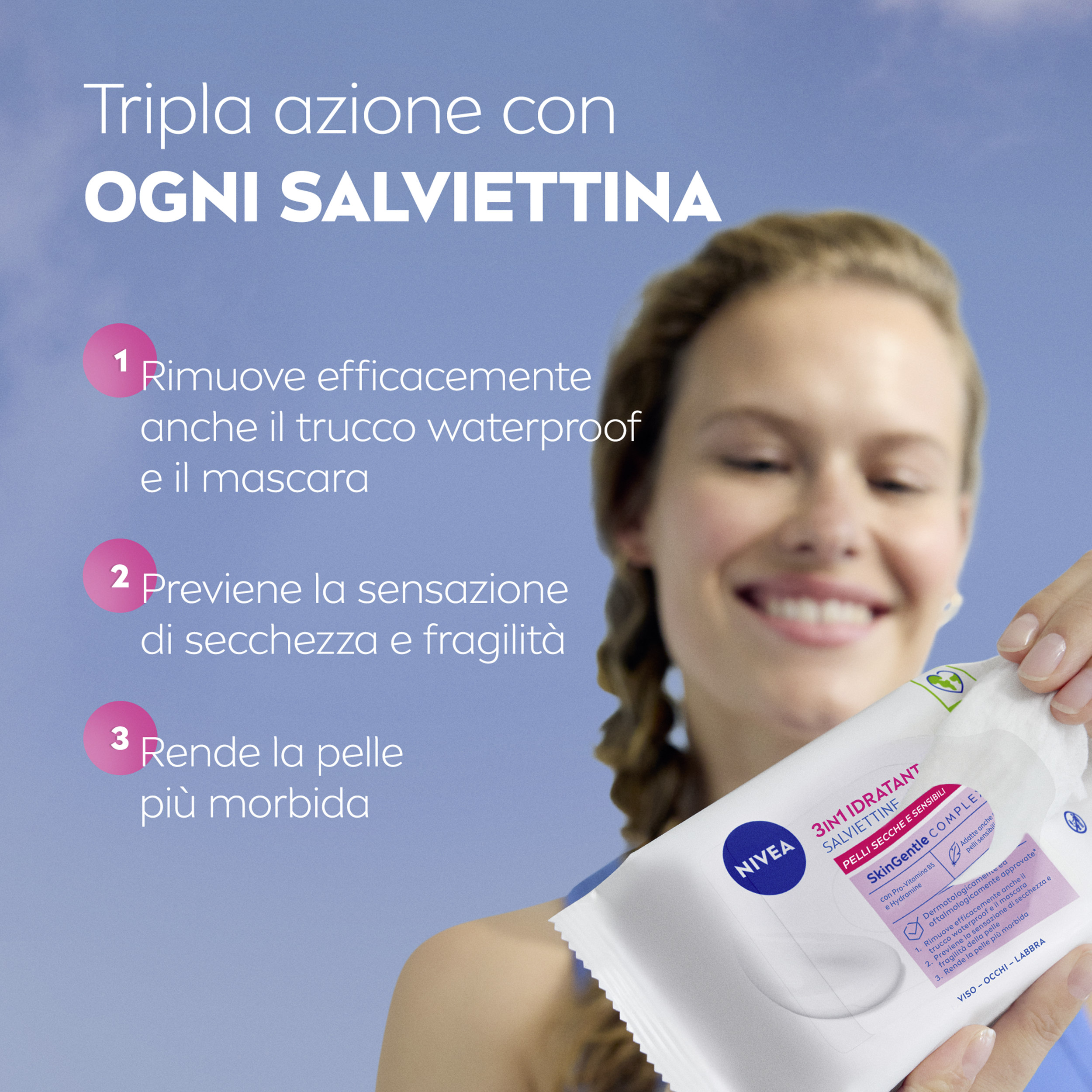 Nivea Salviettine Struccanti 3in1 Idratanti 25 Pezzi, Salviette struccanti per pelli secche
