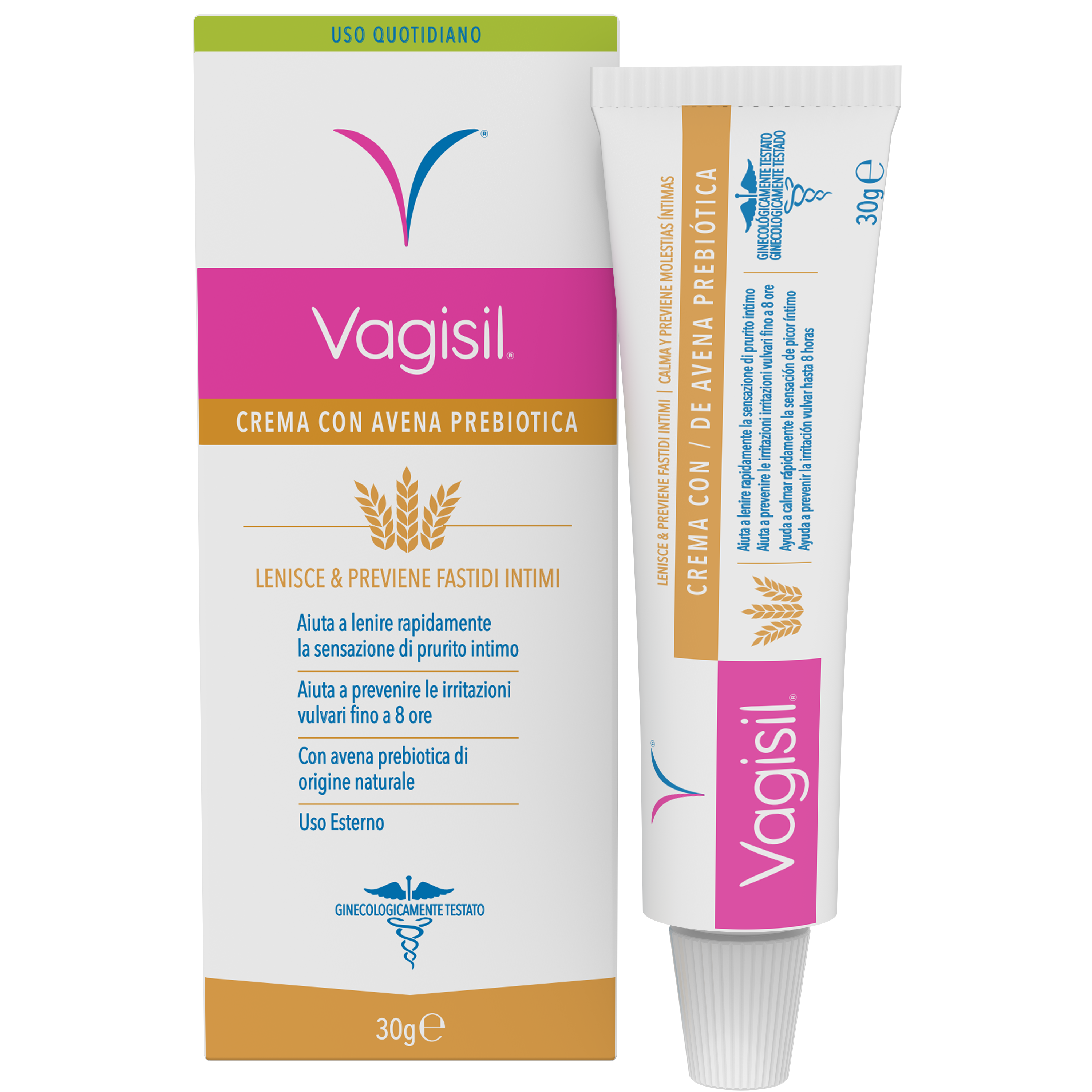 Vagisil Crema Intima Idratante e Lenitiva, Aiuta a Prevenire le Irritazioni e il Prurito Intimo Fino 8 Ore. Con Avena Prebiotica Naturale. Uso Esterno. 30g