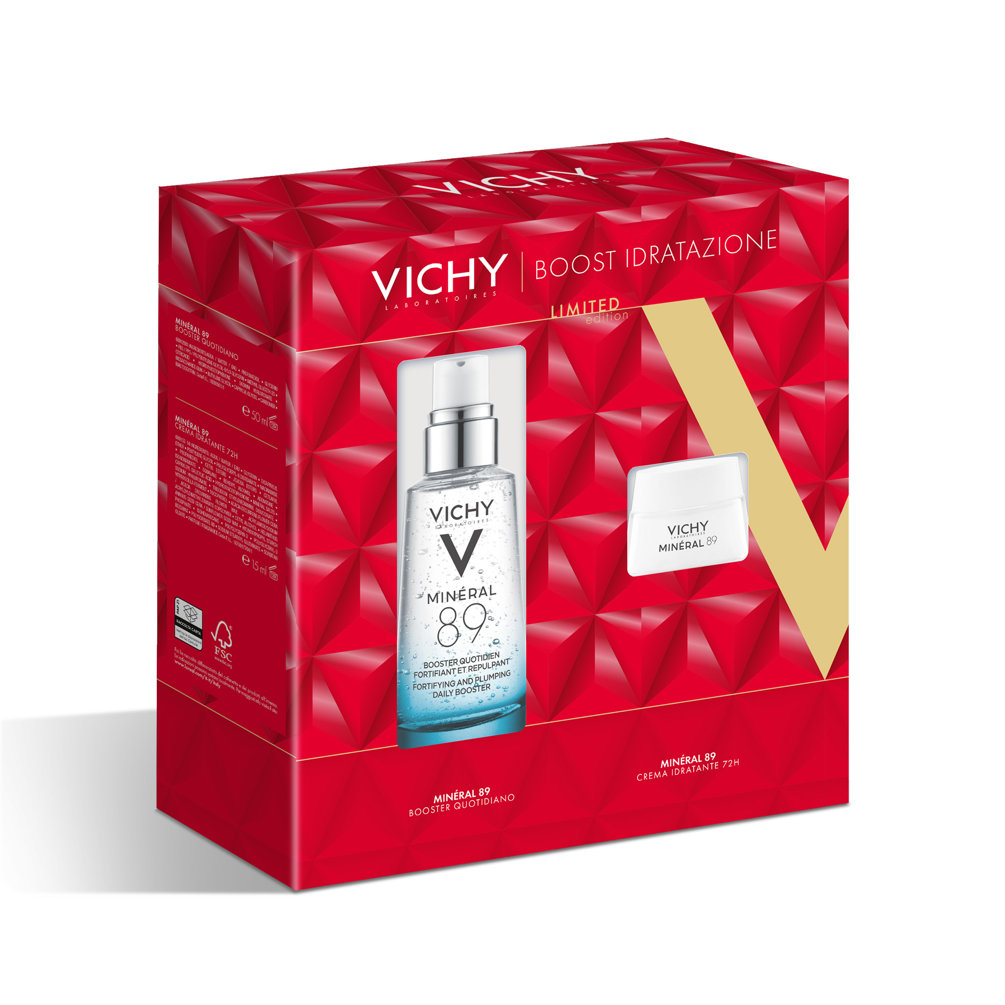 Vichy Cofanetto Regalo per un'Idratazione Intensa con Minéral 89 Booster Siero 50 ml + Minéral 89 Crema 15 ml