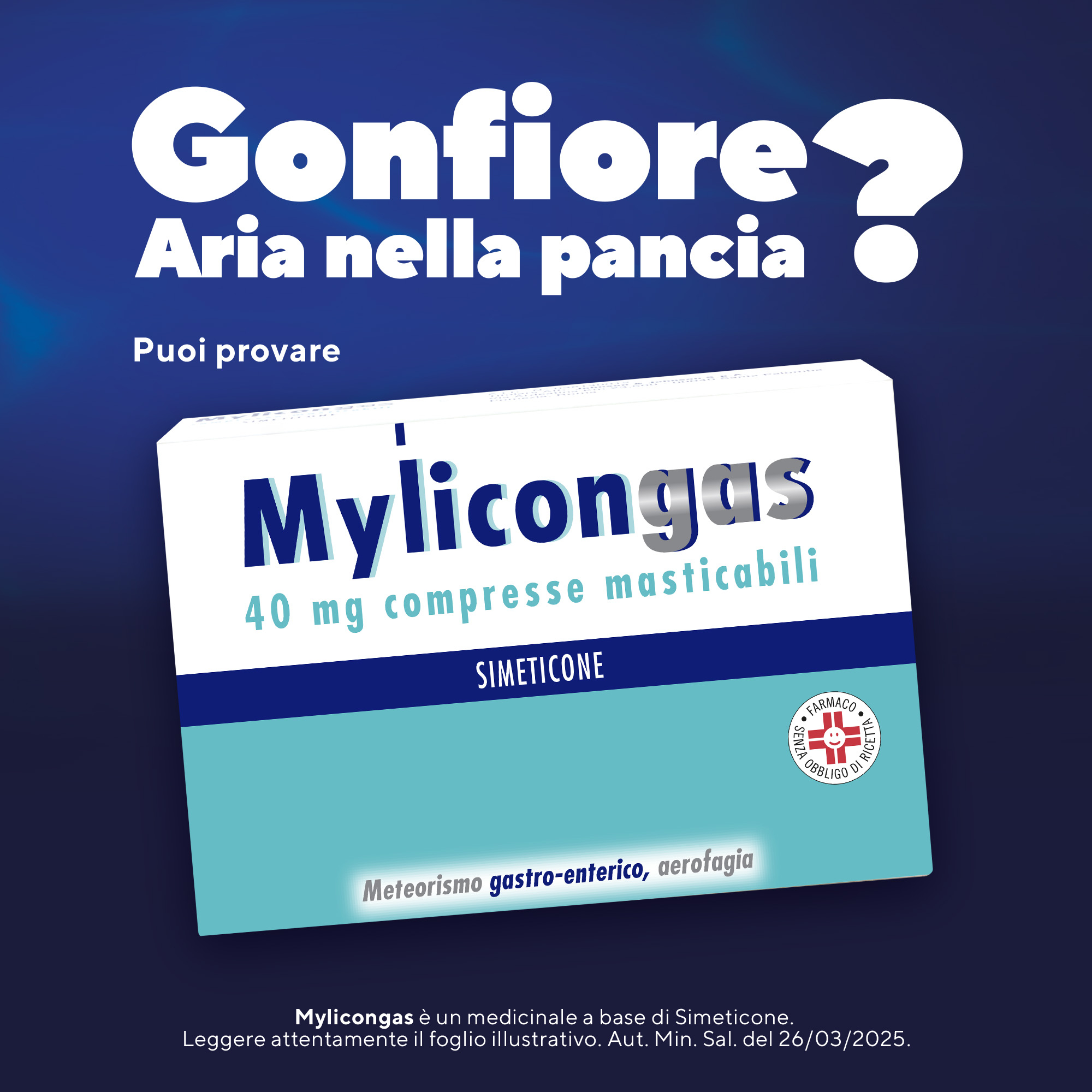 Mylicongas Aerofagia 50 Compresse per Flatulenza Meteorismo Gonfiore addominale