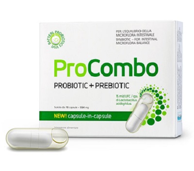 Procombo Prebiotic + Probiotic Integratore Flora batterica Intestinale 10 Capsule