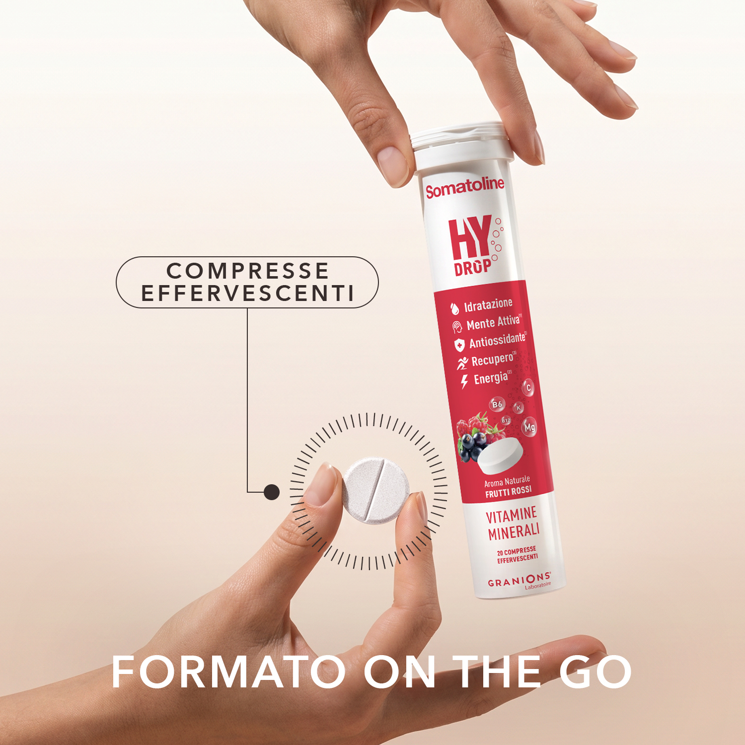 Somatoline SkinExpert Hydrop 20 Compresse Effervescenti Gusto Frutti Rossi - Integratore Per Il Metabolismo Energetico