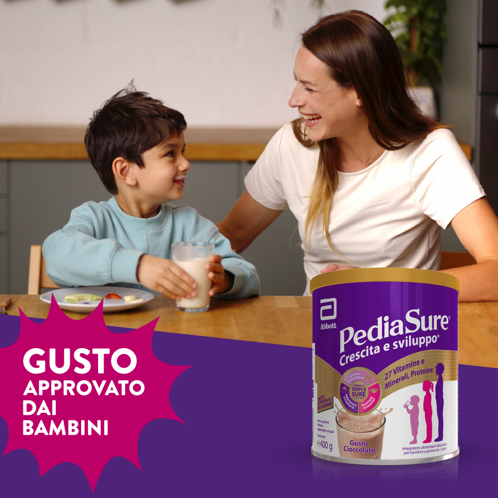 Pediasure Crescita E Sviluppo Integratore Multivitaminico Per Bambini Formato 400g Gusto Cioccolato